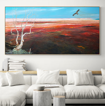 Afternoons Tender Kiss is an original acrylic on canvas abstract landscape painting by Australian artist Tania Chanter. 180x90cm