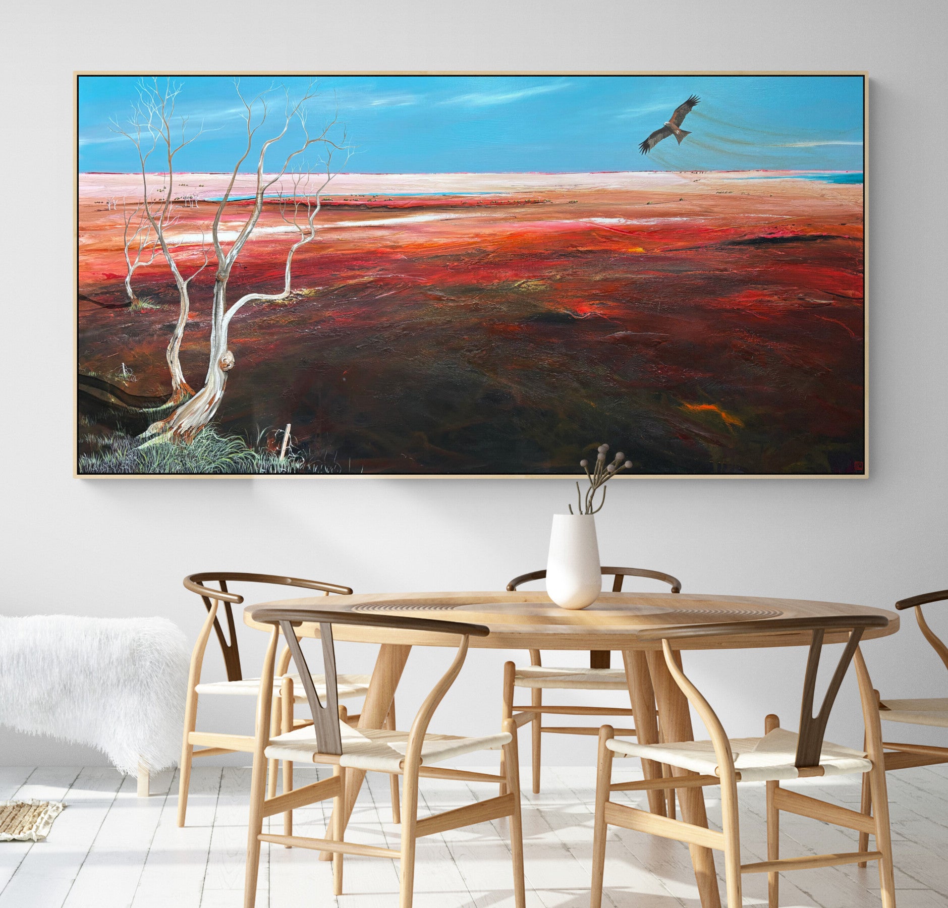 Afternoons Tender Kiss is an original acrylic on canvas abstract landscape painting by Australian artist Tania Chanter. 180x90cm