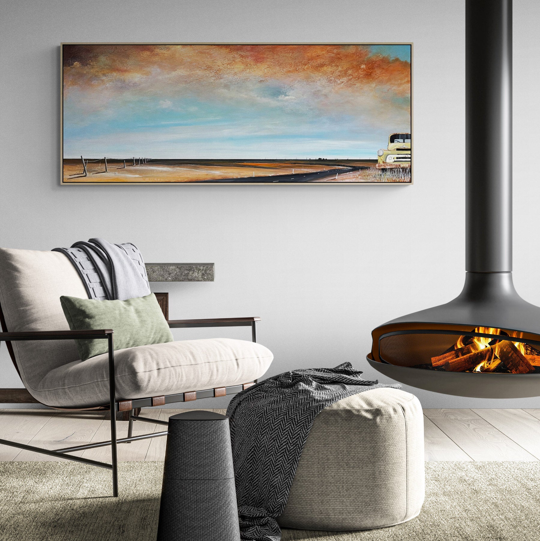 Original abstract landscape by Tania Chanter, Echoes Of The Open Road, 160x70cm