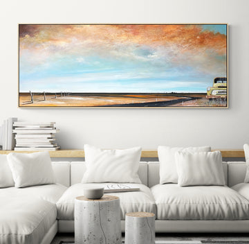 Original abstract landscape by Tania Chanter, Echoes Of The Open Road, 160x70cm