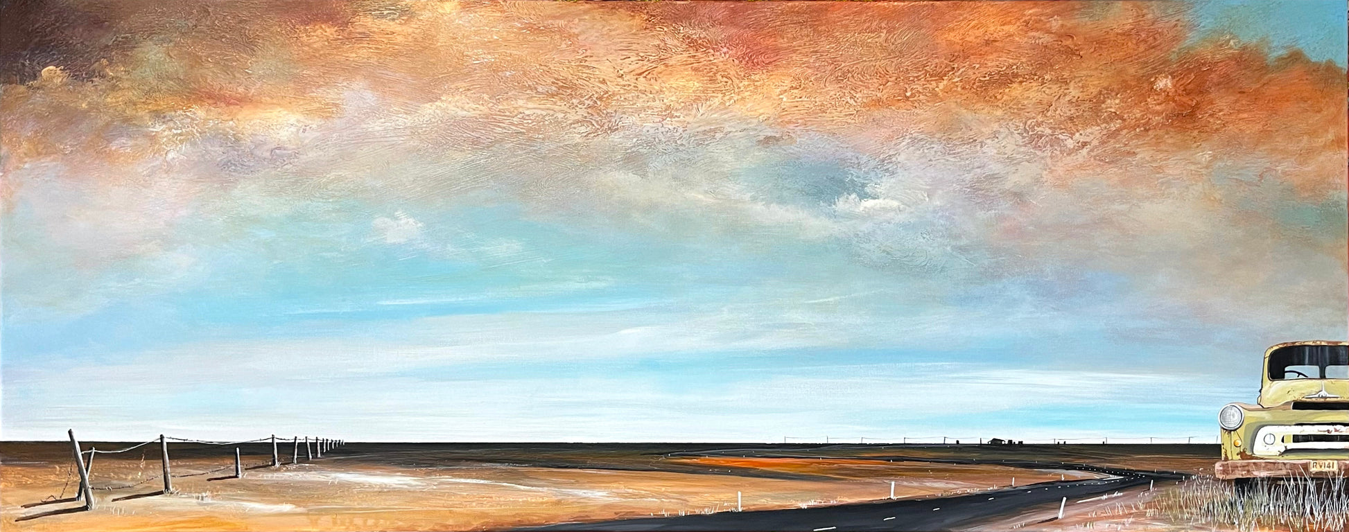 Original abstract landscape by Tania Chanter, Echoes Of The Open Road, 160x70cm