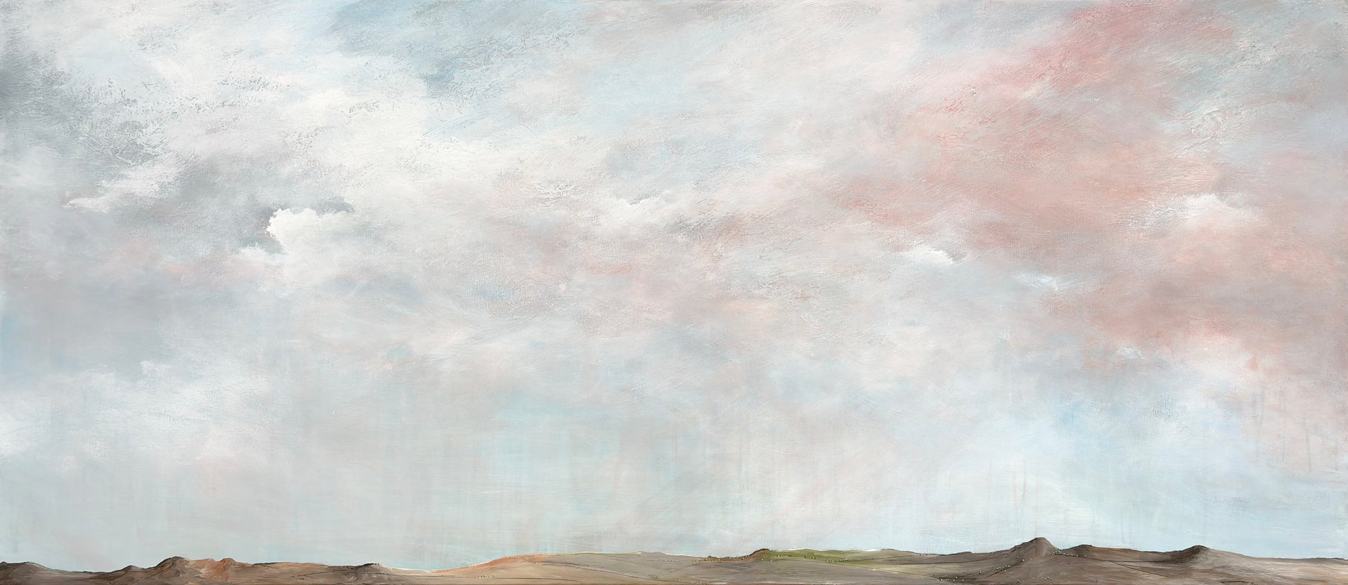 Whispers Of Rain Beyond The Horizon by Australian artist Tania Chanter, original, one off acrylic on canvas abstract landscape, 160x70cm, ready to hang.