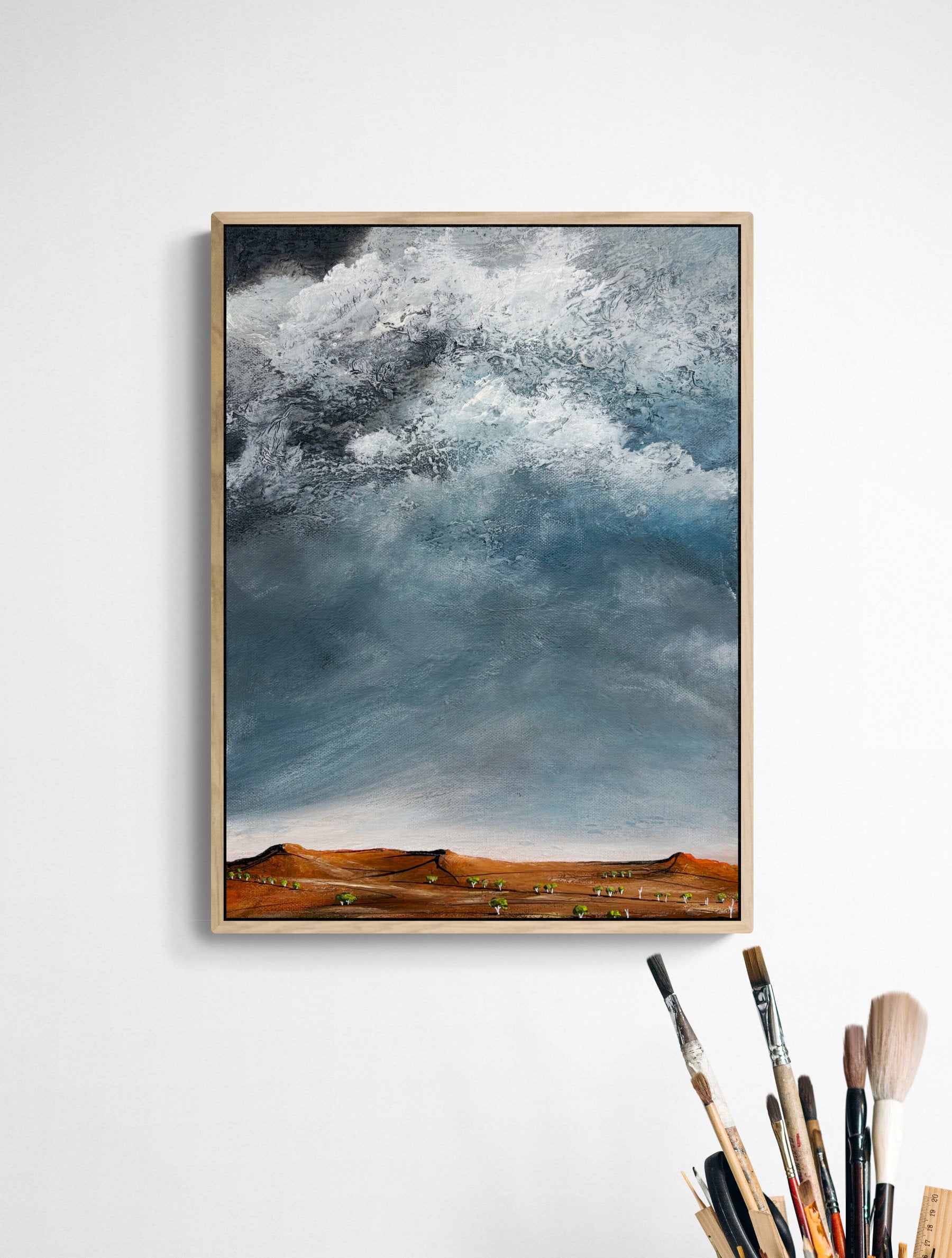 A Clearing Moment by Australian artist Tania Chanter, original, acrylic on canvas, 40x50cm, textured abstract cloudscape. 