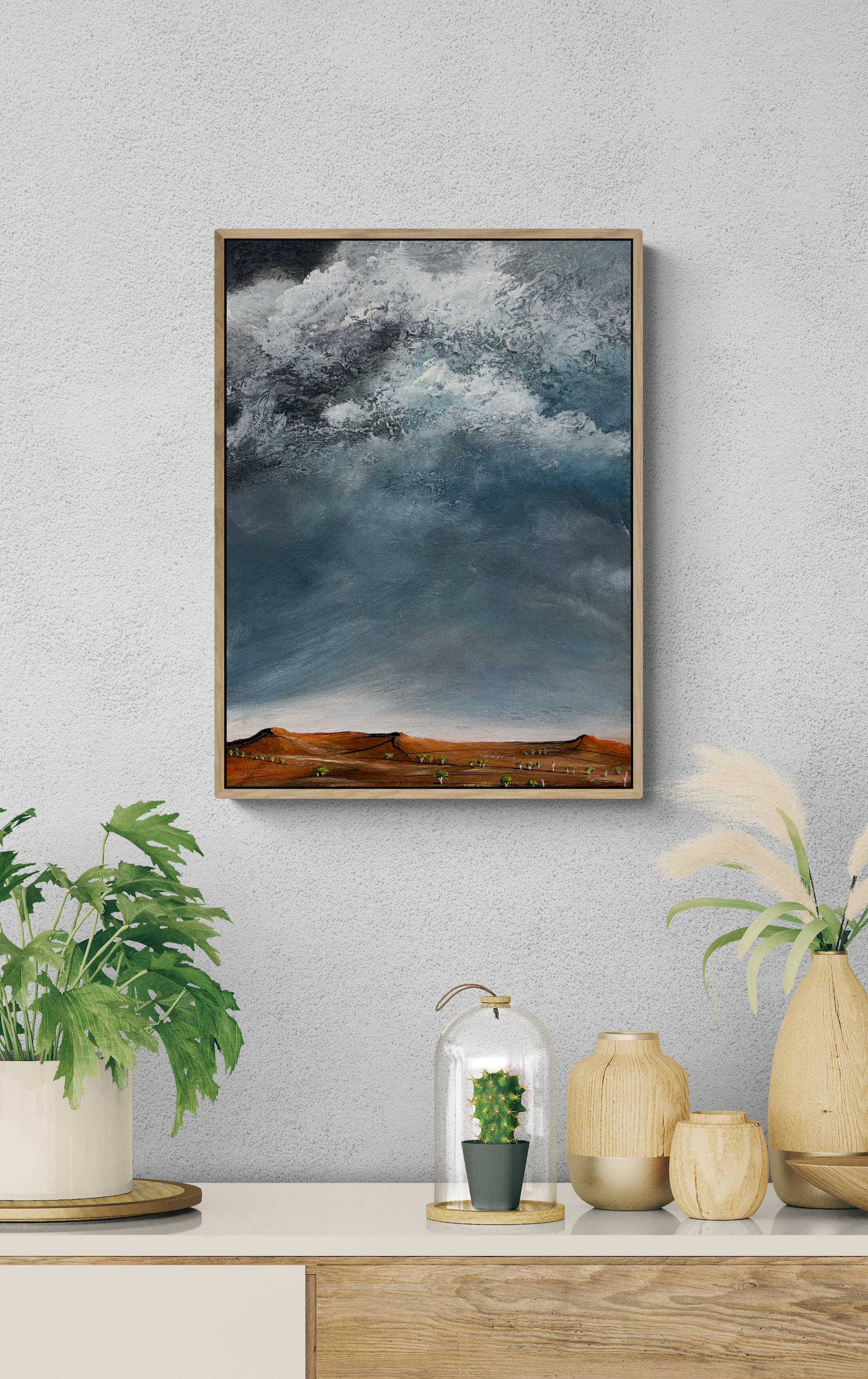 A Clearing Moment by Australian artist Tania Chanter, original, acrylic on canvas, 40x50cm, textured abstract cloudscape. 
