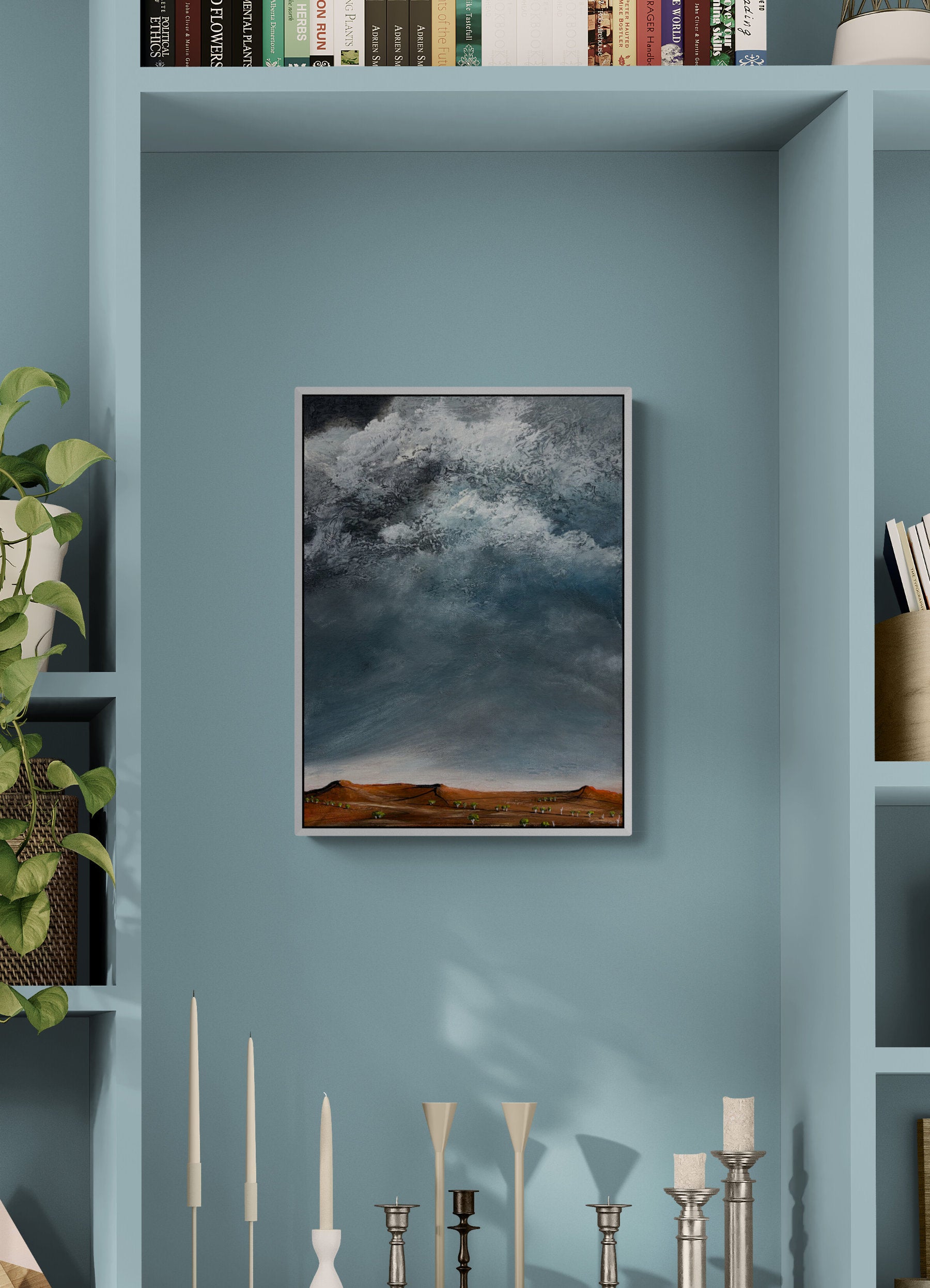 A Clearing Moment by Australian artist Tania Chanter, original, acrylic on canvas, 40x50cm, textured abstract cloudscape. 