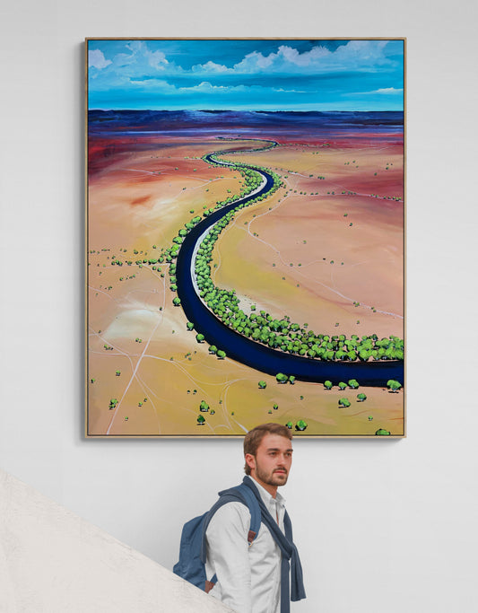 A Gentle Conversation by Australian artist Tania Chanter, acrylic on canvas, 120x150cm, abstract textured aerial landscape.