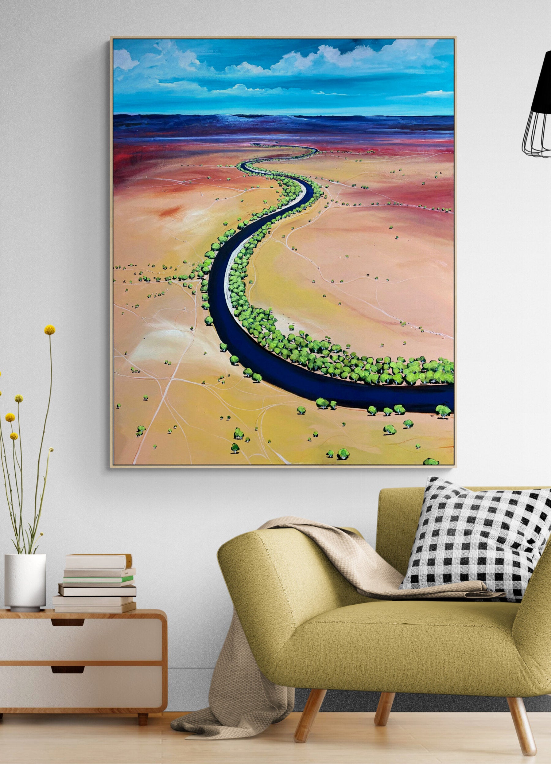 A Gentle Conversation by Australian artist Tania Chanter, acrylic on canvas, 120x150cm, abstract textured aerial landscape.
