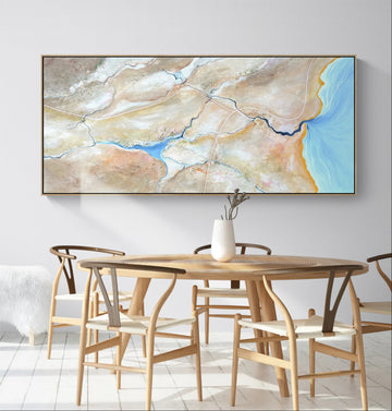 A Small Piece Of A Vast World by Australian artist Tania Chanter, original, one of a kind, textured acrylic on canvas, 160x70cm.
