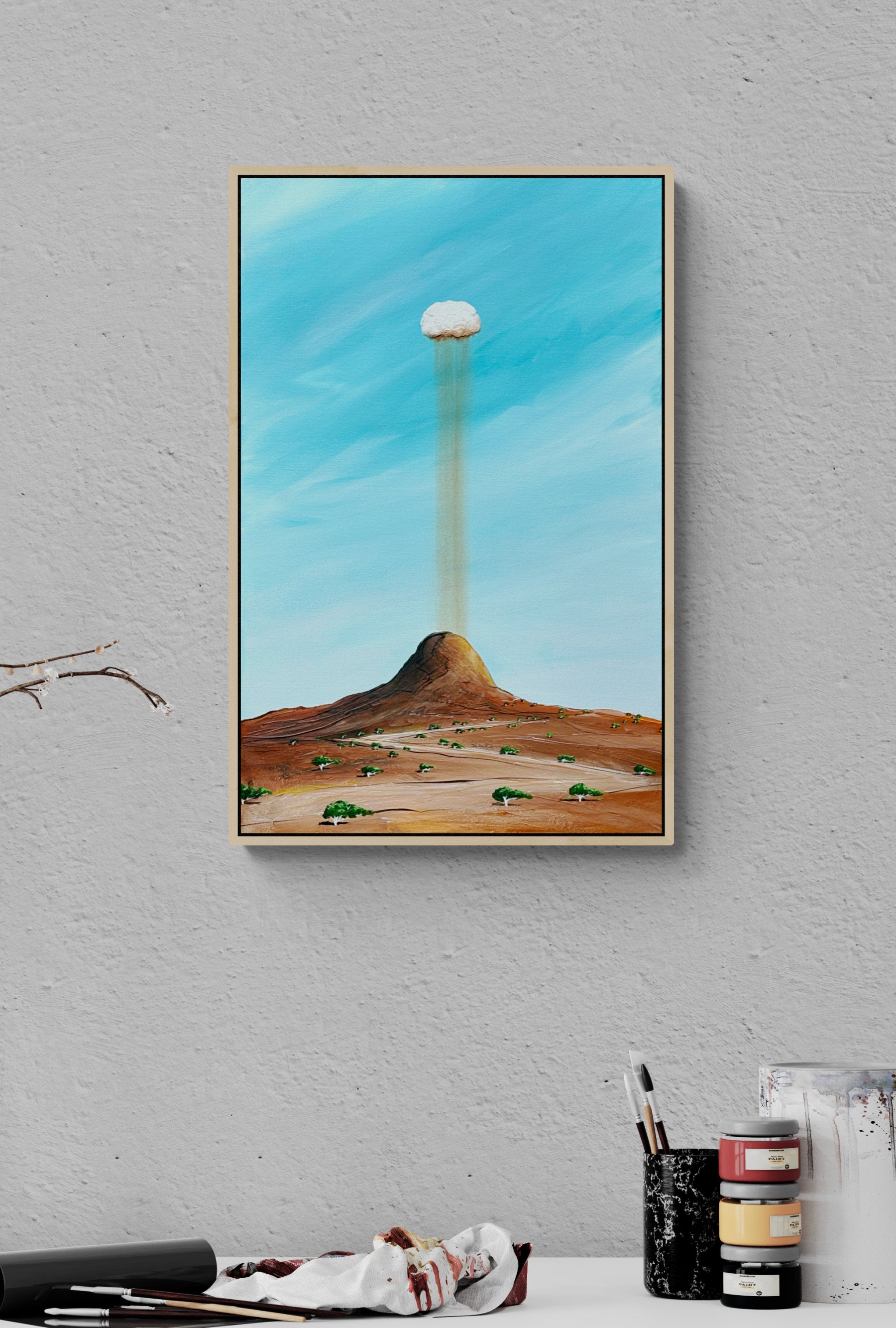 A Thought Suspended, abstract cloudscape by Tania Chanter, original, acrylic on canvas, 45x70cm