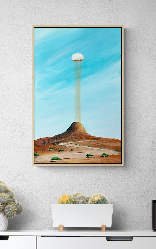 A Thought Suspended, abstract cloudscape by Tania Chanter, original, acrylic on canvas, 45x70cm