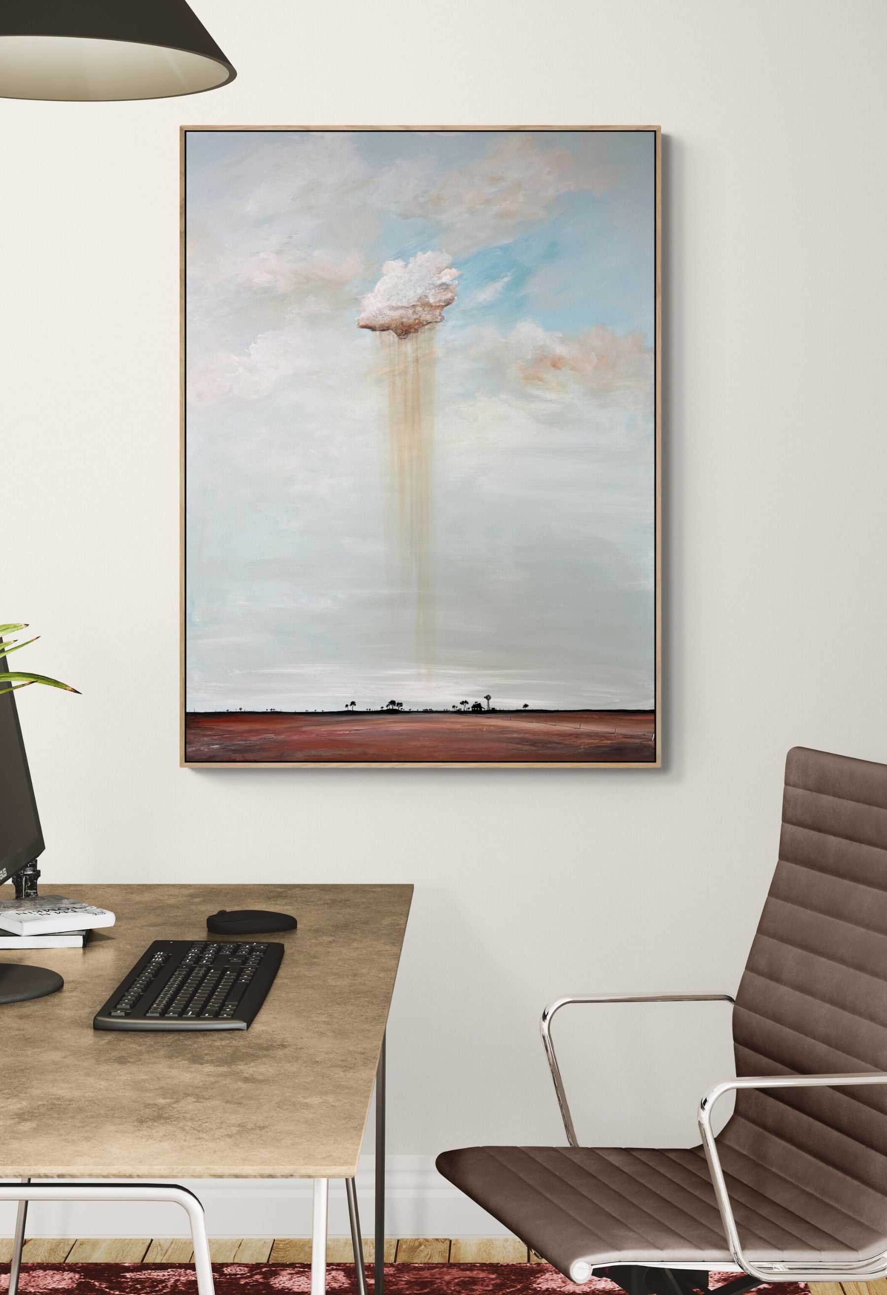 A Thread Pulled From The Sky by Australian artist Tania Chanter is an original abstract cloudscape, 90x120cm, acrylic on canvas. 