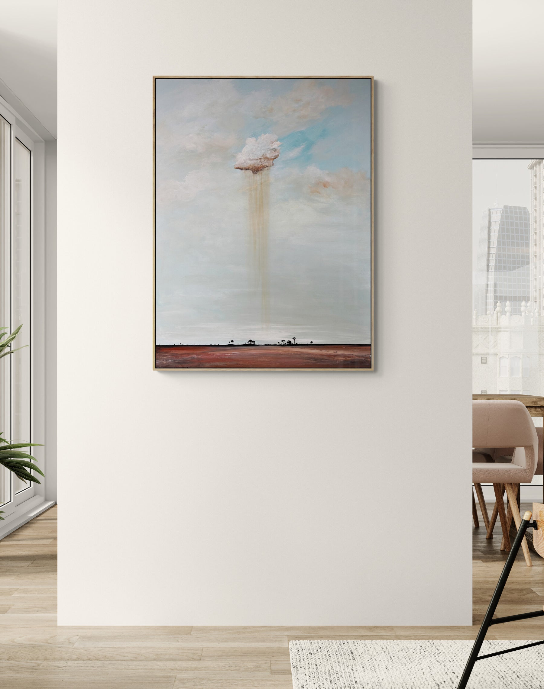 A Thread Pulled From The Sky by Australian artist Tania Chanter is an original abstract cloudscape, 90x120cm, acrylic on canvas. 