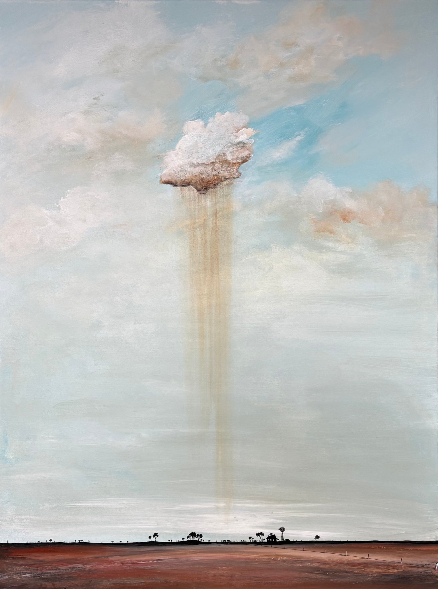 A Thread Pulled From The Sky by Australian artist Tania Chanter is an original abstract cloudscape, 90x120cm, acrylic on canvas. 