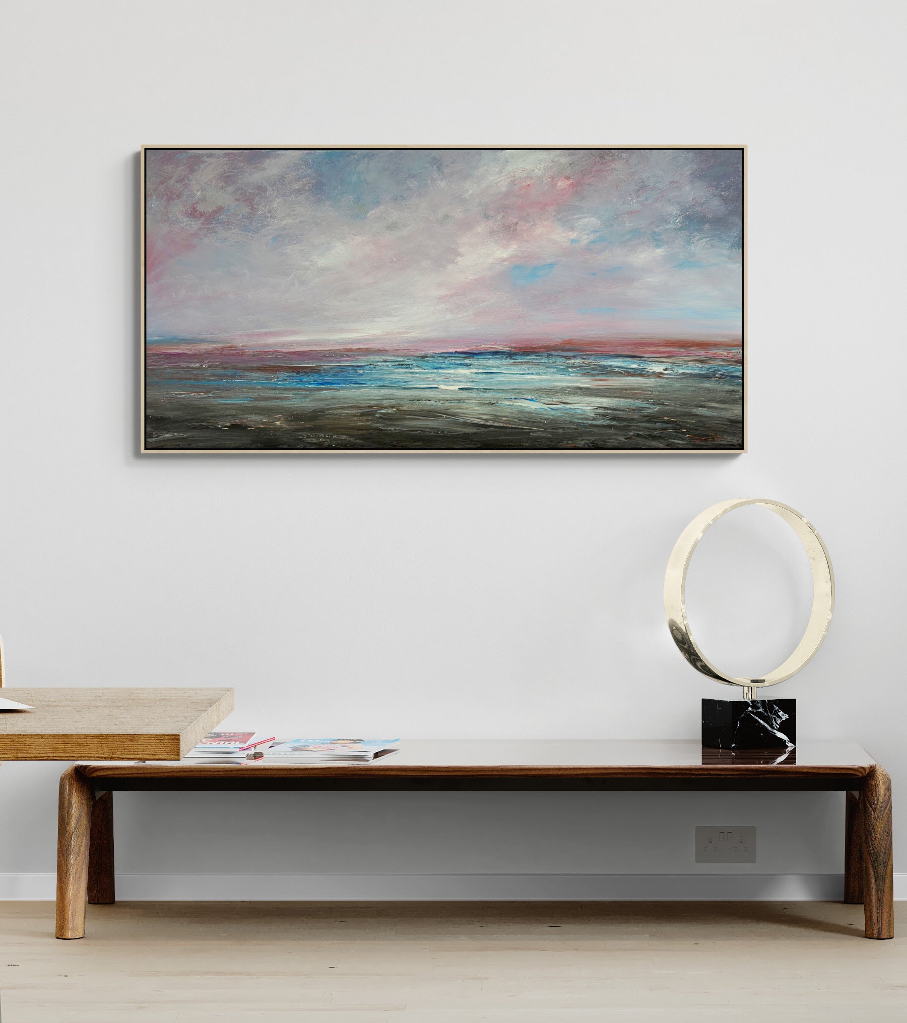 After The Storm Sang by Tania Chanter, original, acrylic on canvas, 160x80cm, textured abstract seascape.