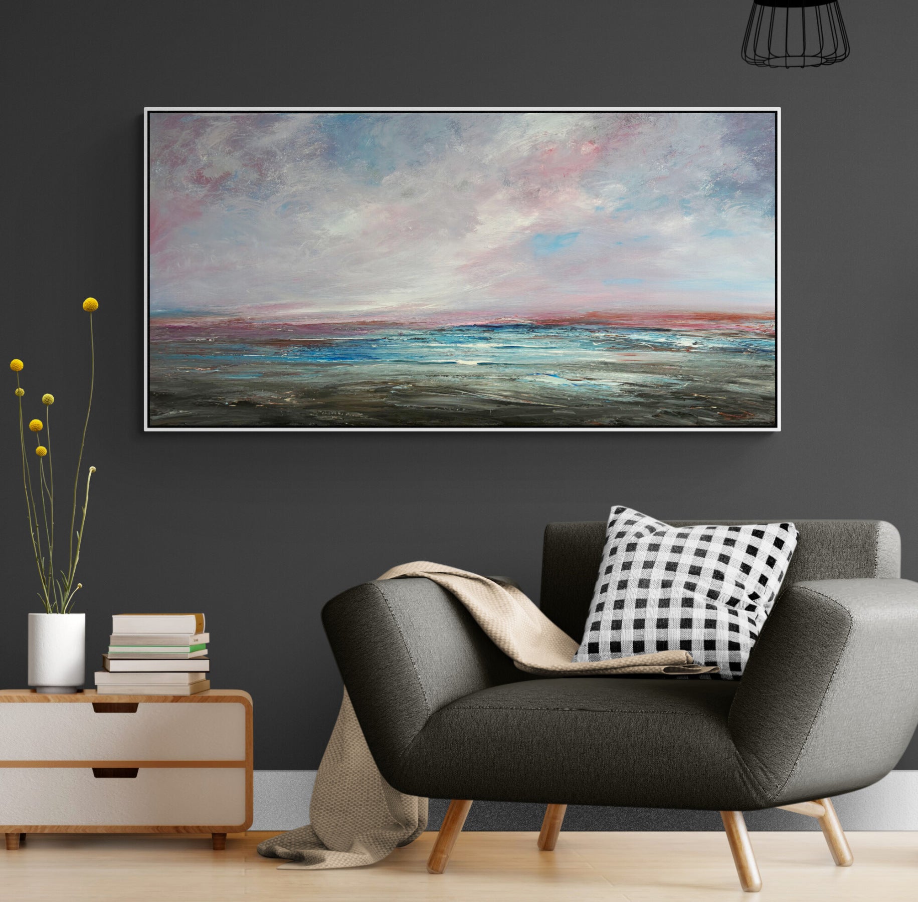 After The Storm Sang by Tania Chanter, original, acrylic on canvas, 160x80cm, textured abstract seascape.