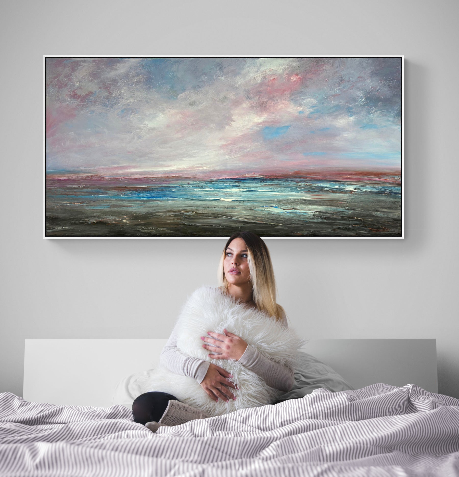 After The Storm Sang by Tania Chanter, original, acrylic on canvas, 160x80cm, textured abstract seascape.