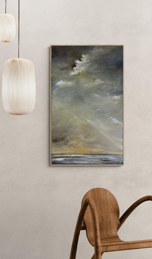 After The Passing Storm by Australian artist Tania Chanter, 60x100cm, acrylic on canvas, original, abstract seascape. 