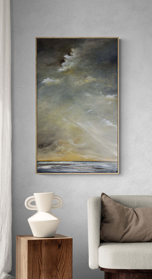After The Passing Storm by Australian artist Tania Chanter, 60x100cm, acrylic on canvas, original, abstract seascape. 