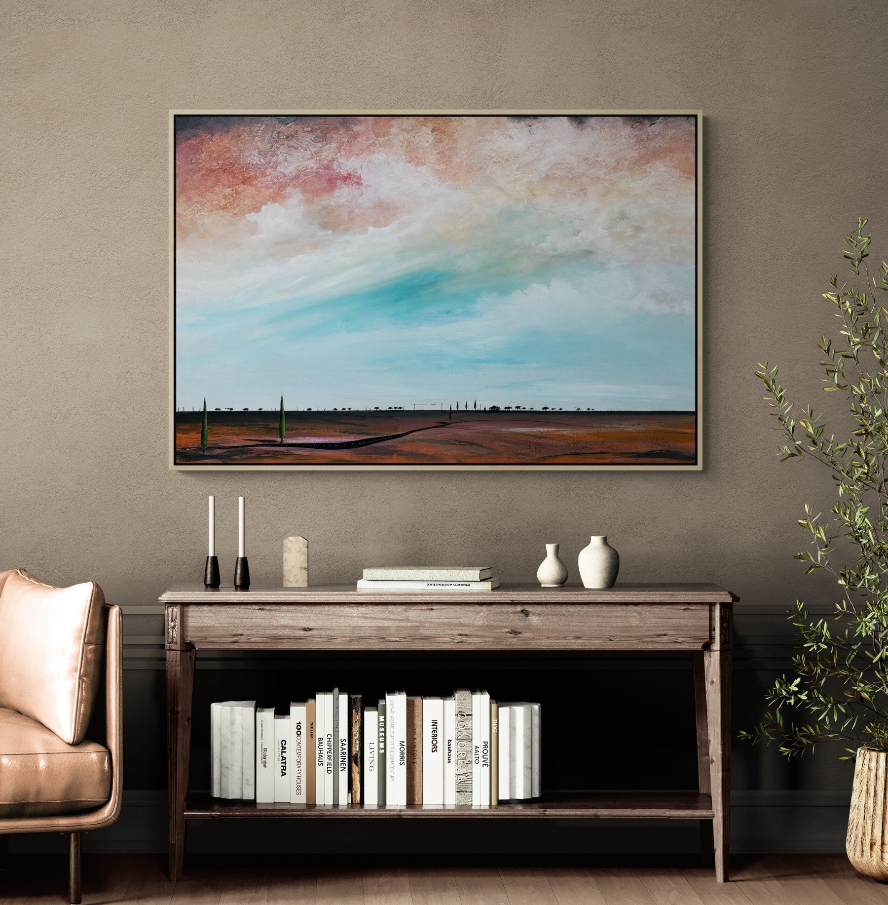 Beneath The Memory of Clouds by Tania Chanter is an original, abstract landscape, 120x80cm.