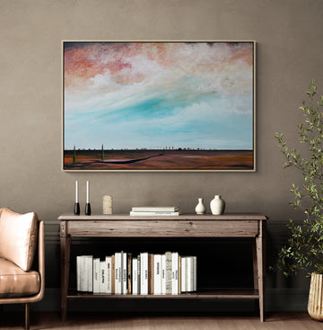 Beneath The Memory of Clouds by Tania Chanter is an original, abstract landscape, 120x80cm.