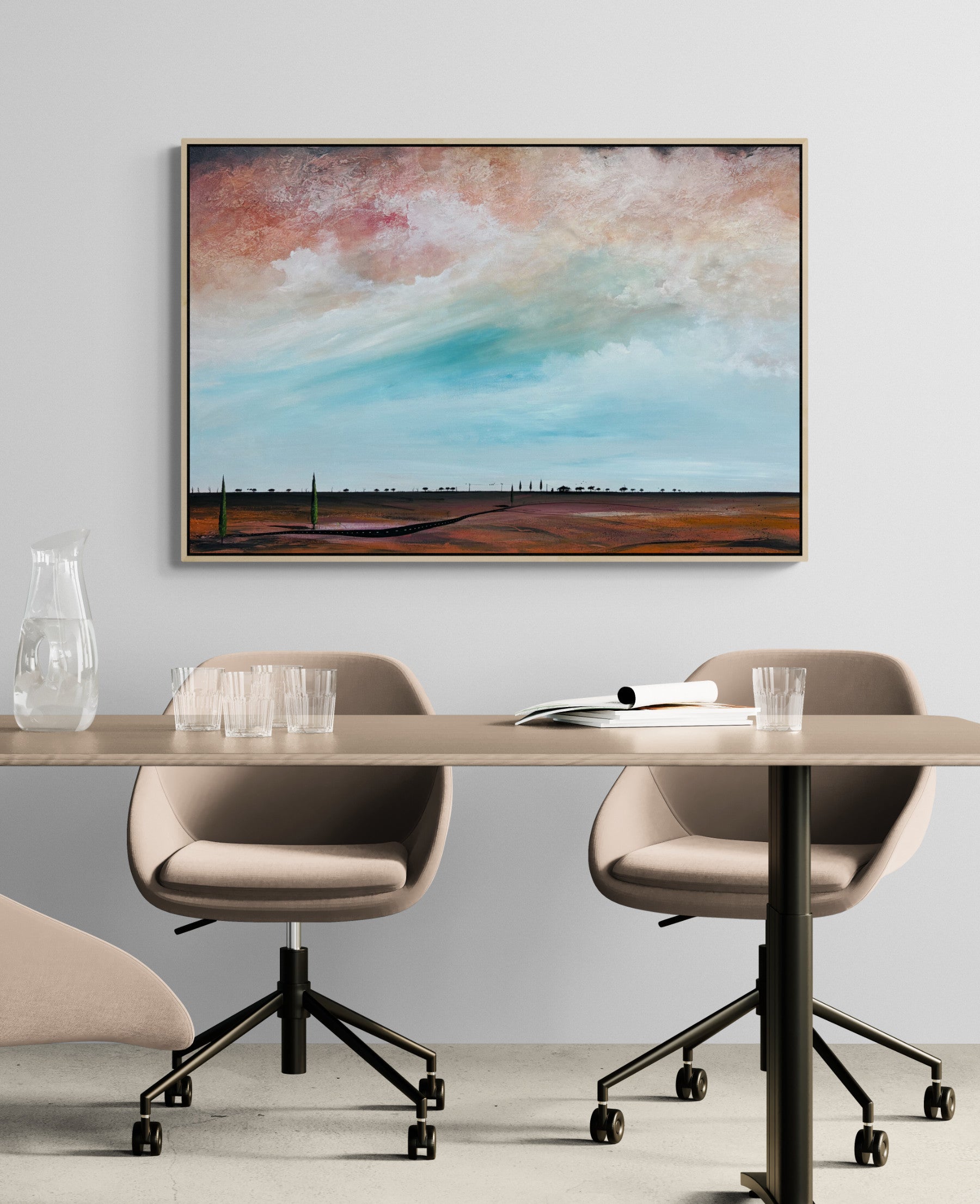 Beneath The Memory of Clouds by Tania Chanter is an original, abstract landscape, 120x80cm.