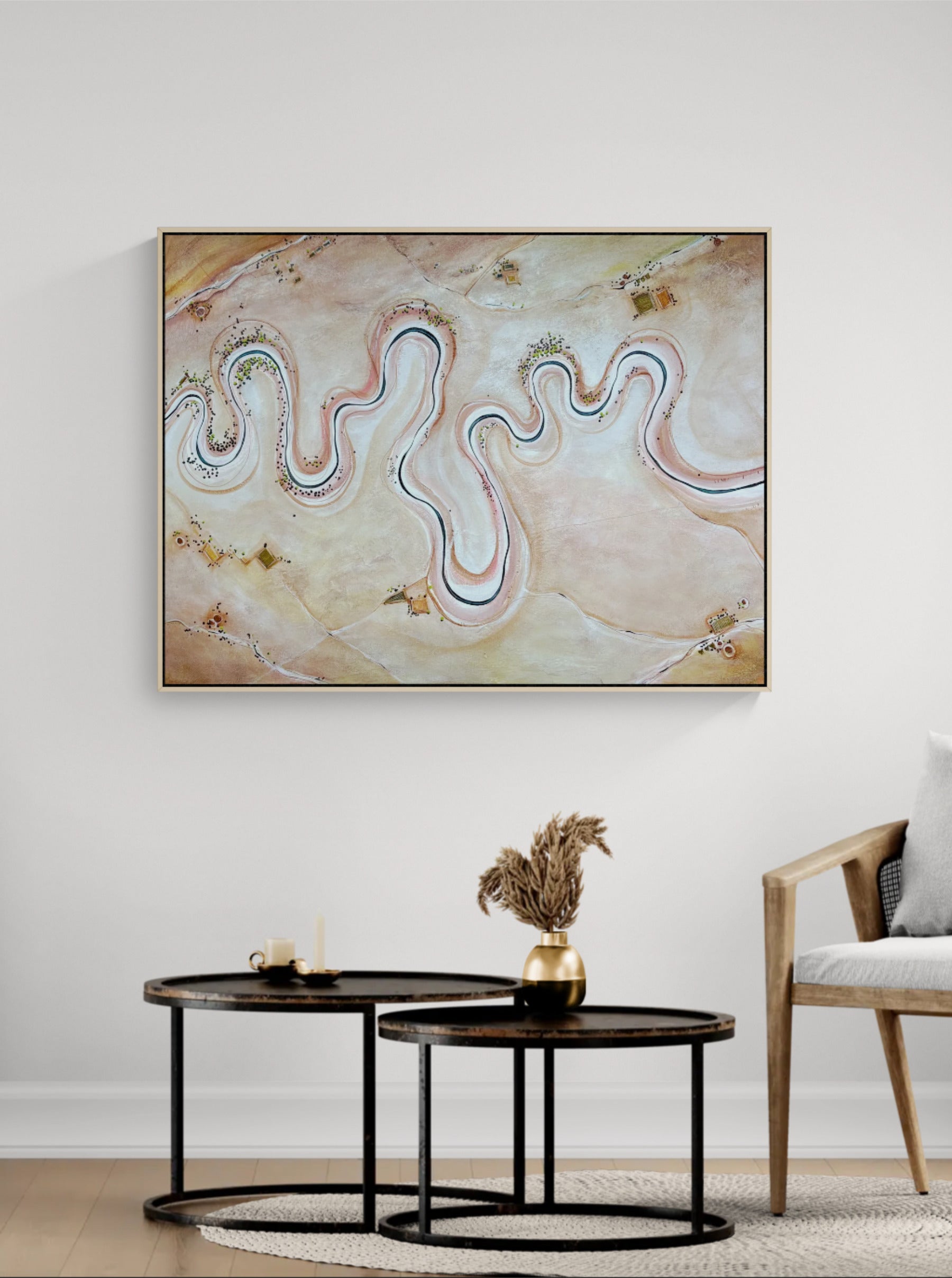 Between Ember and Earth by Australian artist Tania Chanter, original, acrylic on canvas, 120x90cm, modern textured aerial landscape.