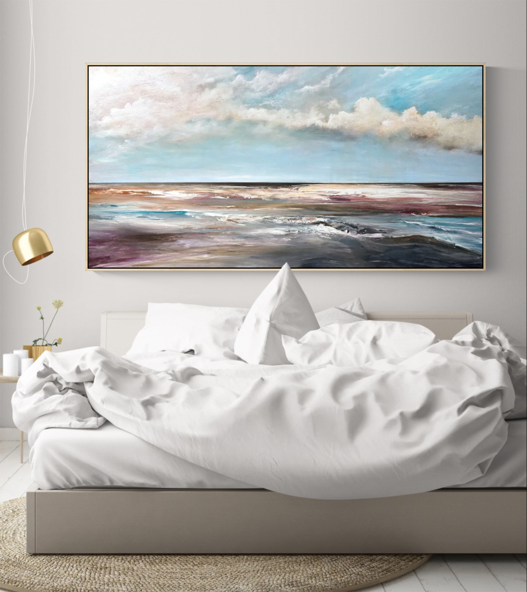 Beyond the Breakwater original abstract landscape painting by Tania Chanter
