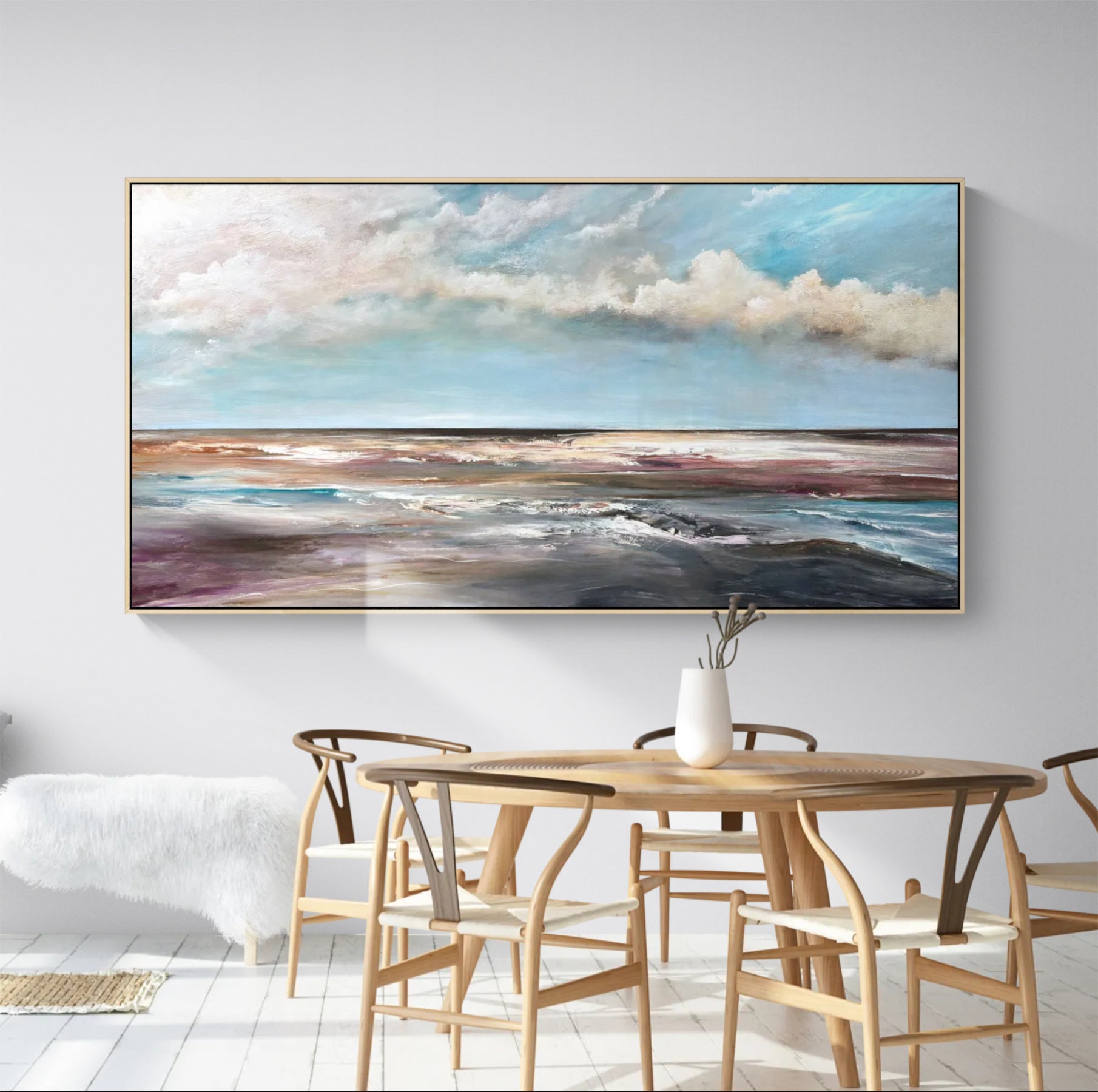 Beyond the Breakwater original abstract landscape painting by Tania Chanter
