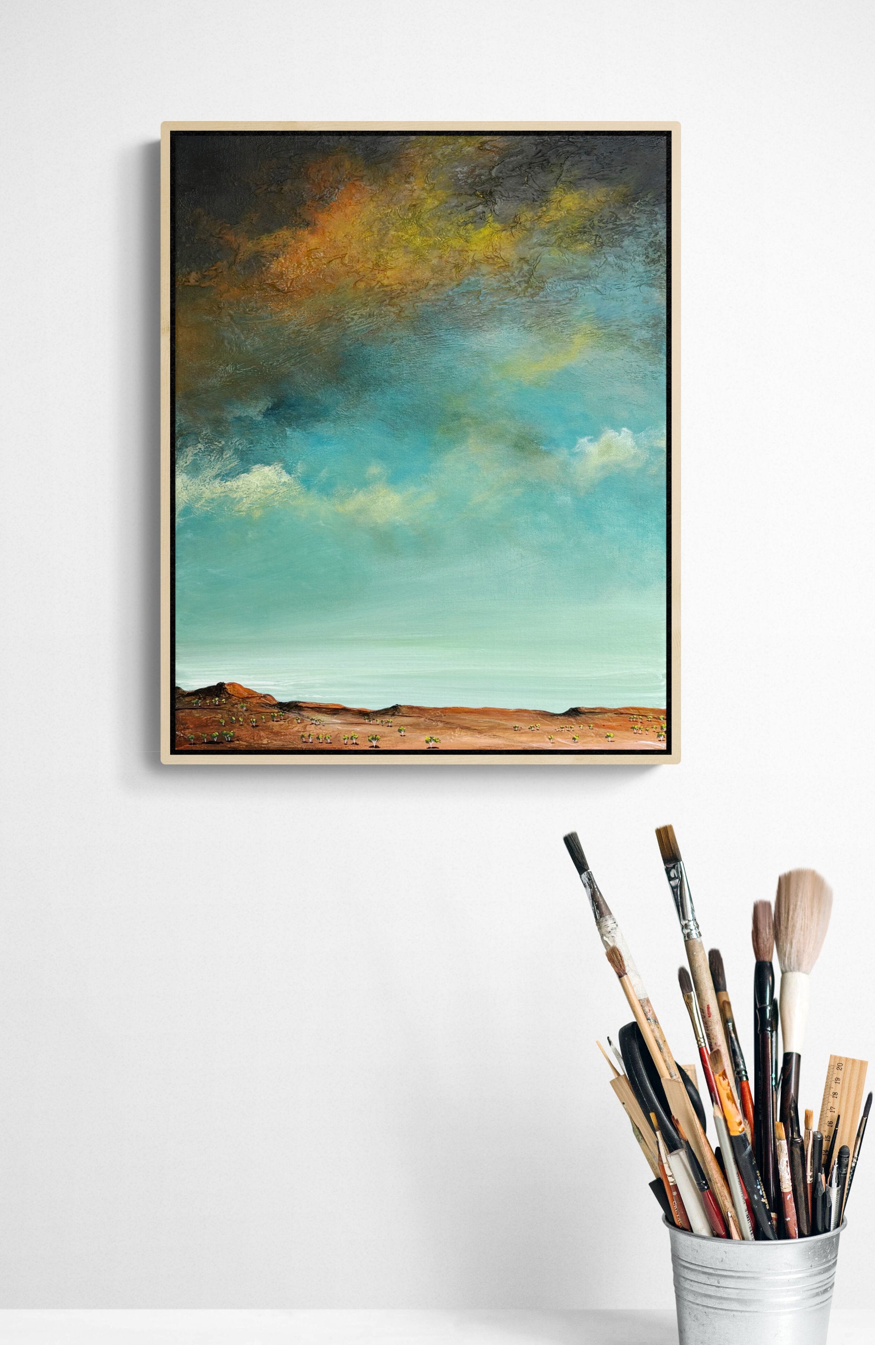 Country At Ease by Australian artist Tania Chanter, original, acrylic on canvas, 40x50cm, abstract landscape.