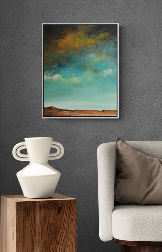 Country At Ease by Australian artist Tania Chanter, original, acrylic on canvas, 40x50cm, abstract landscape.