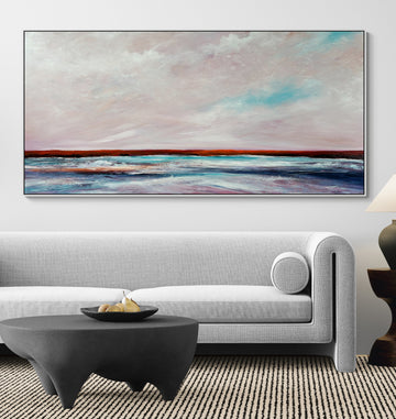 Dancing Under Morning Skies by Australian artist Tania Chanter, 190x90cm, acrylic on canvas, textured original abstract seascape.