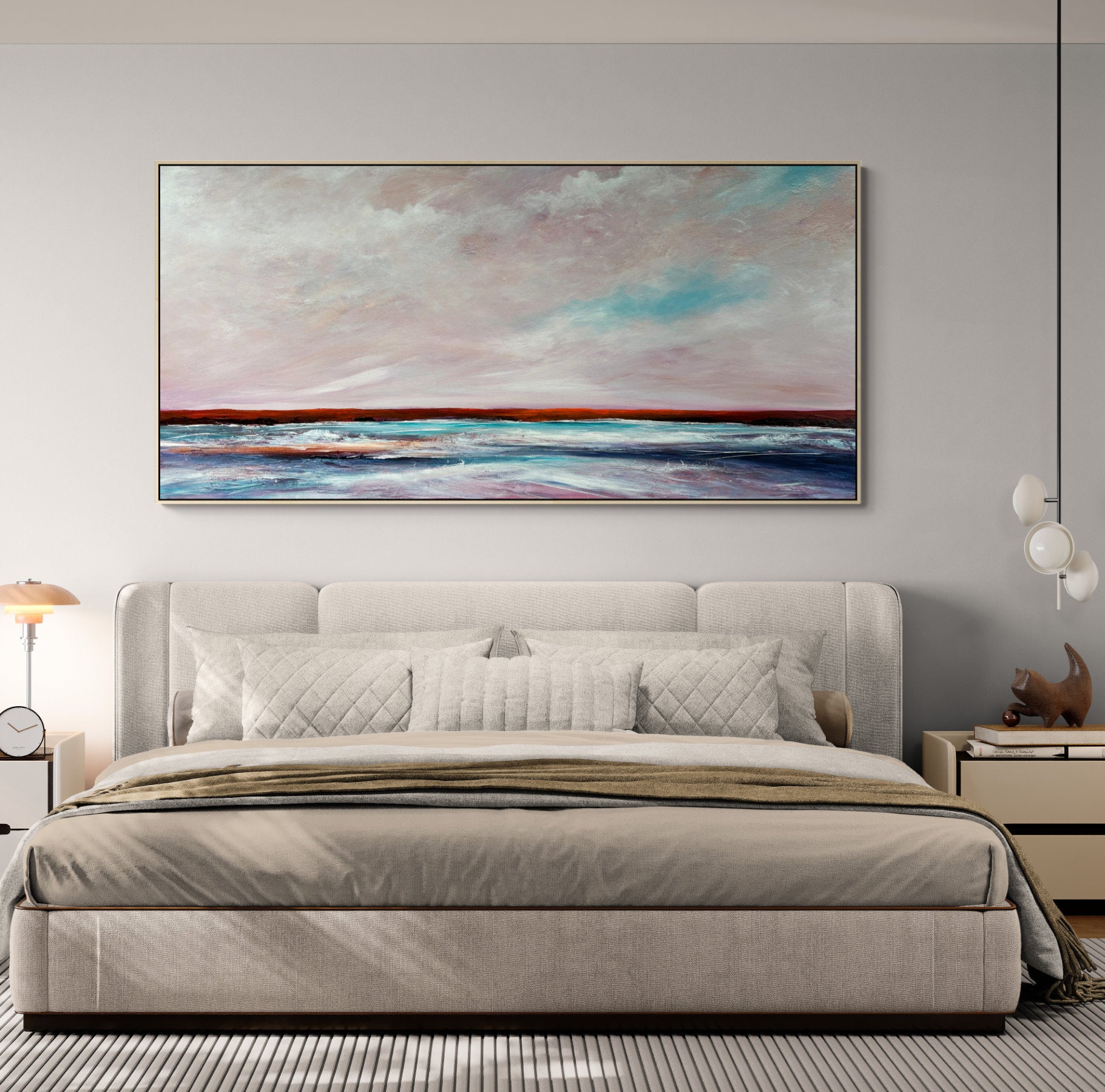 Dancing Under Morning Skies by Australian artist Tania Chanter, 190x90cm, acrylic on canvas, textured original abstract seascape.