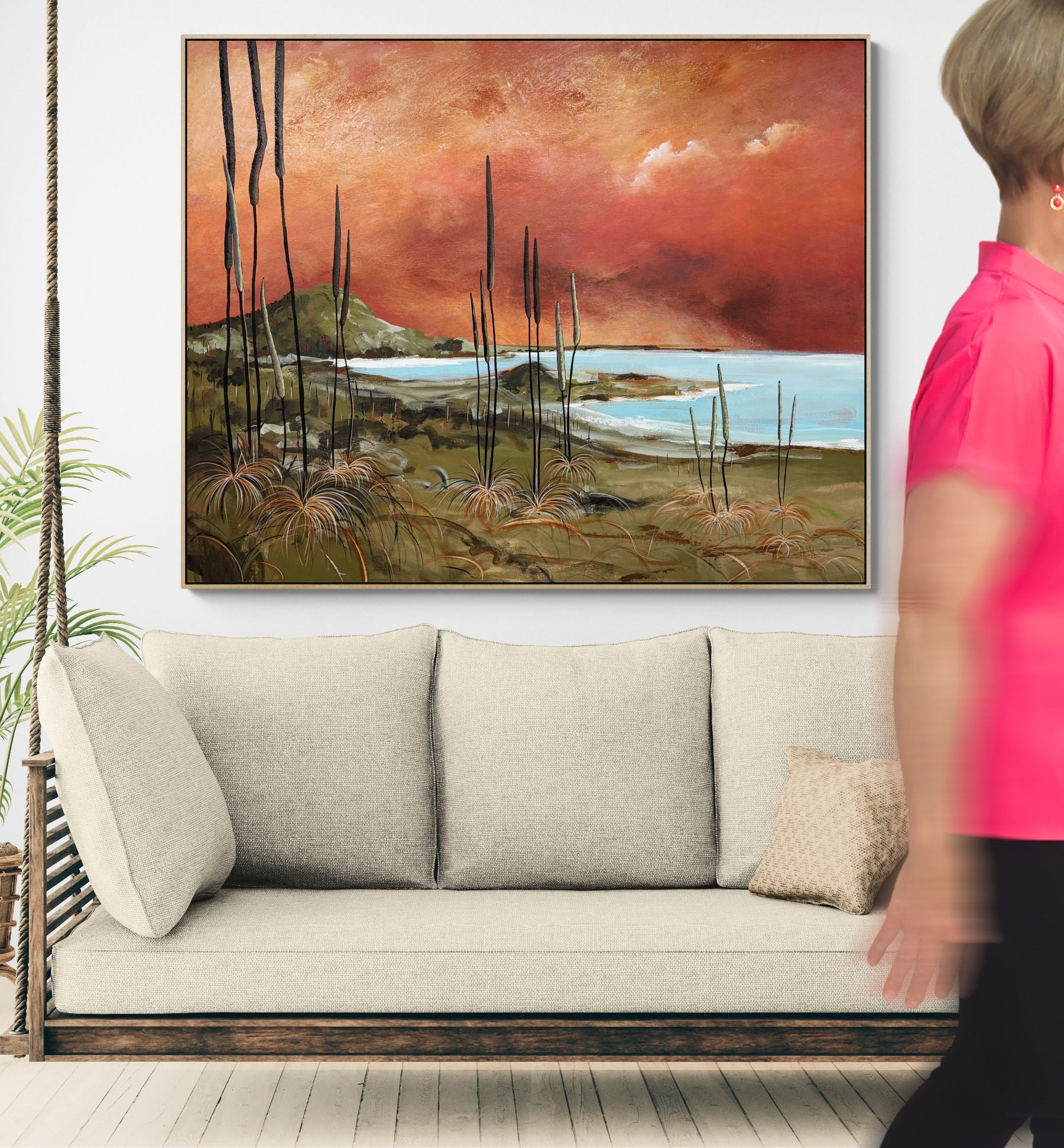 Dreams Of Peace by Australian artist Tania Chanter, textured abstract landscape, 150x120cm, acrylic on canvas. 