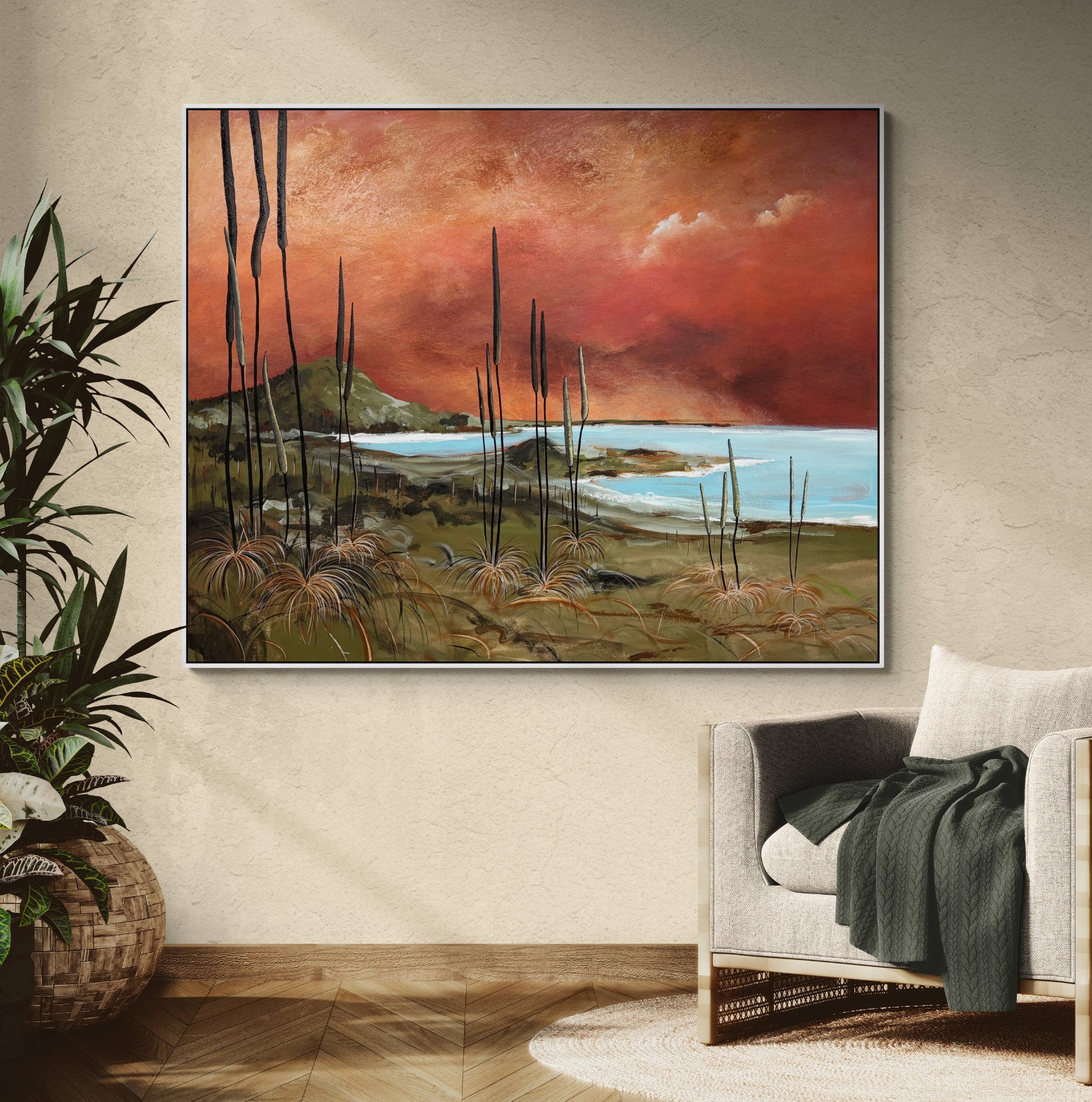 Dreams Of Peace by Australian artist Tania Chanter, textured abstract landscape, 150x120cm, acrylic on canvas. 