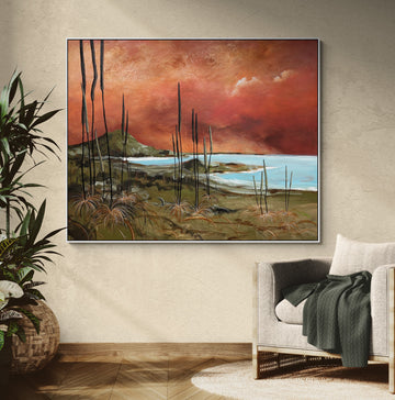 Dreams Of Peace by Australian artist Tania Chanter, textured abstract landscape, 150x120cm, acrylic on canvas. 