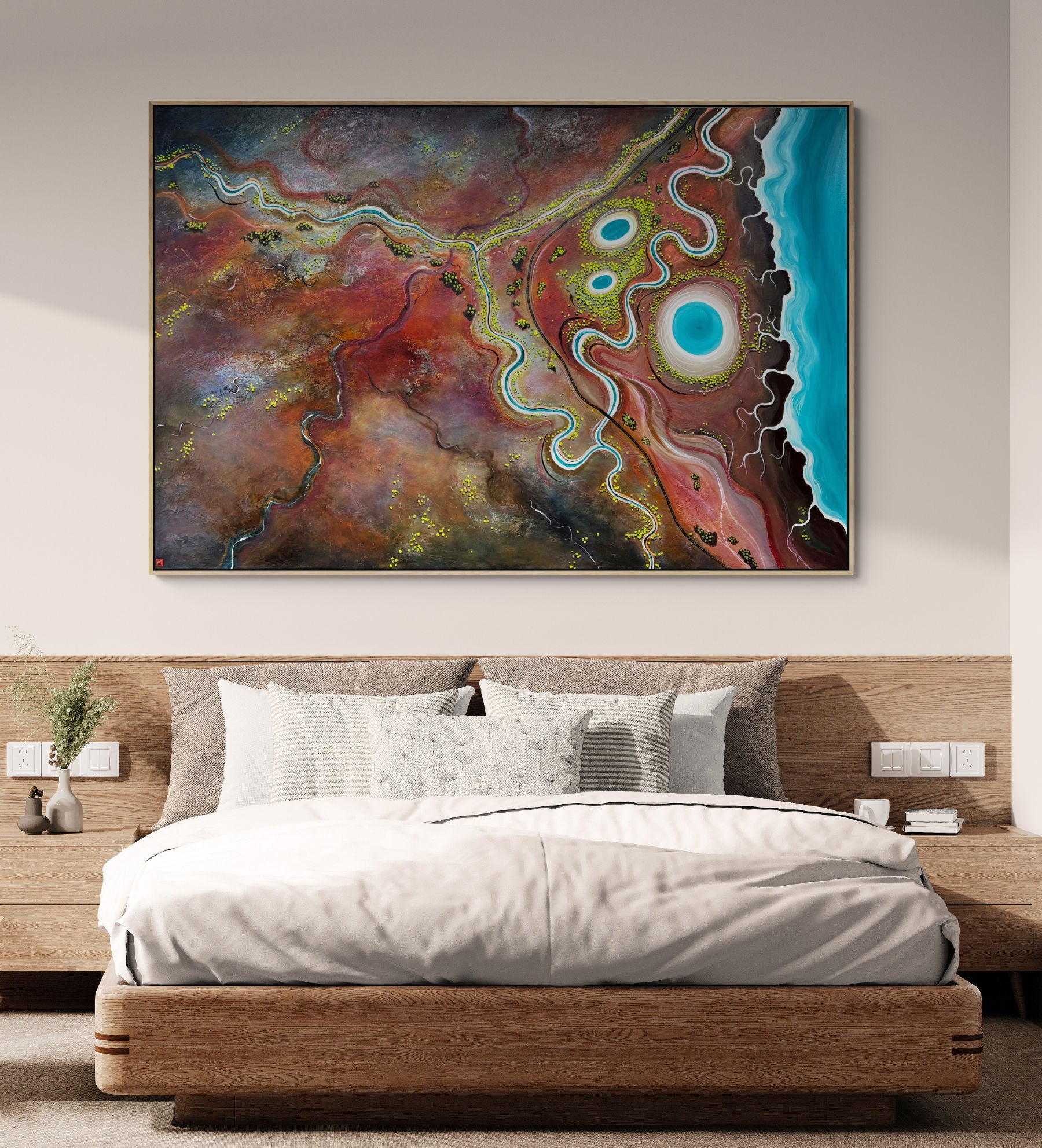 Earth's Gentle Breath by Australian abstract landscape painter Tania Chanter, 180x120cm, acrylic on canvas. 