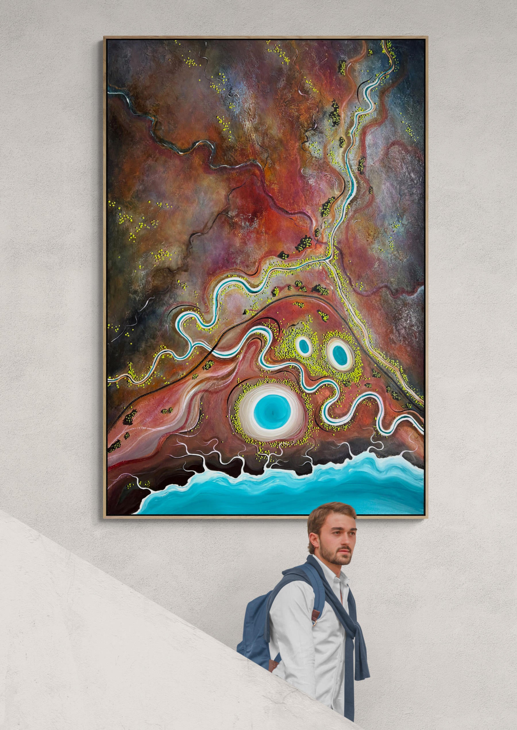 Earth's Gentle Breath by Australian abstract landscape painter Tania Chanter, 180x120cm, acrylic on canvas. 