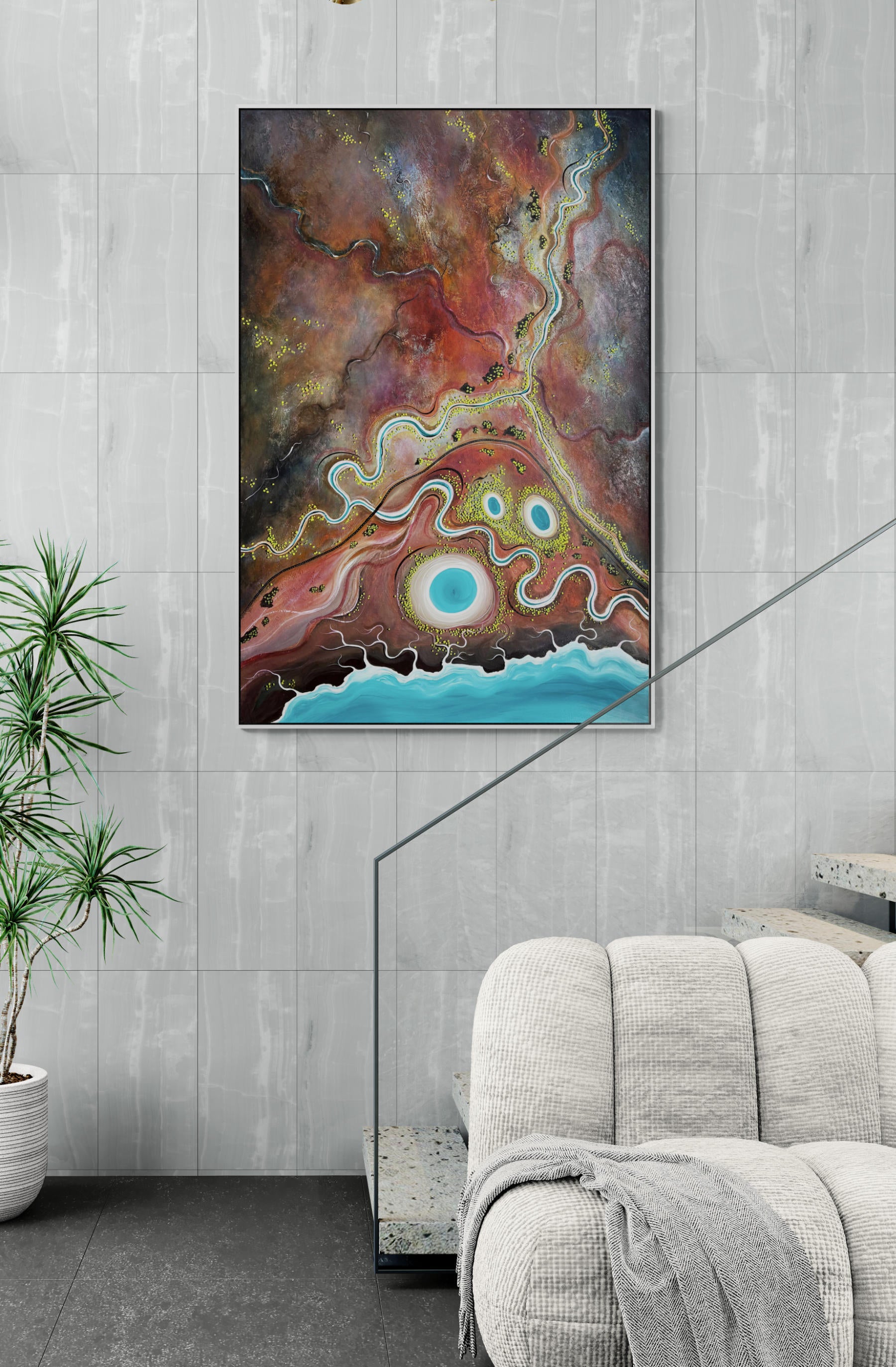 Earth's Gentle Breath by Australian abstract landscape painter Tania Chanter, 180x120cm, acrylic on canvas. 