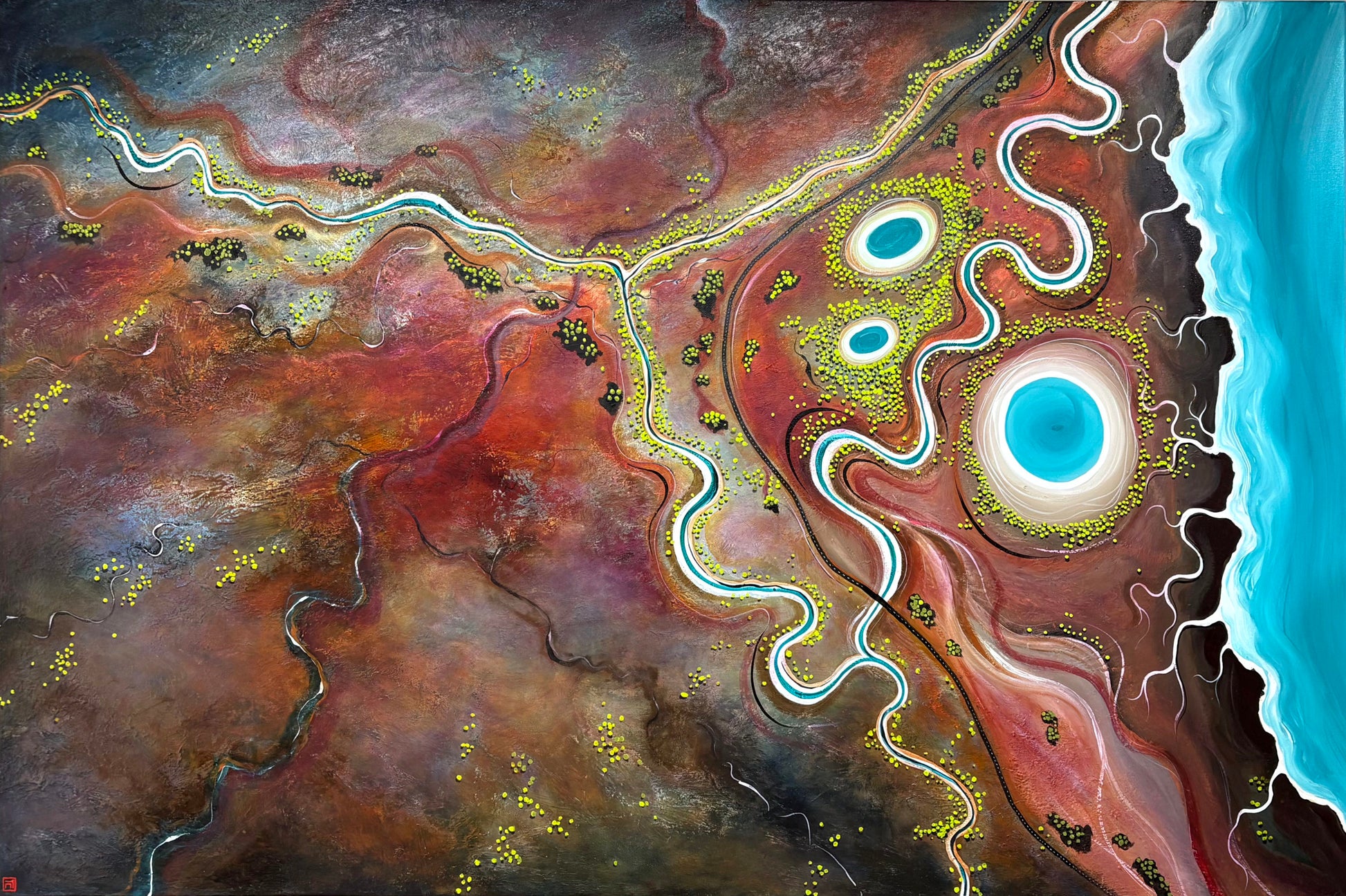 Earth's Gentle Breath by Australian abstract landscape painter Tania Chanter, 180x120cm, acrylic on canvas. 