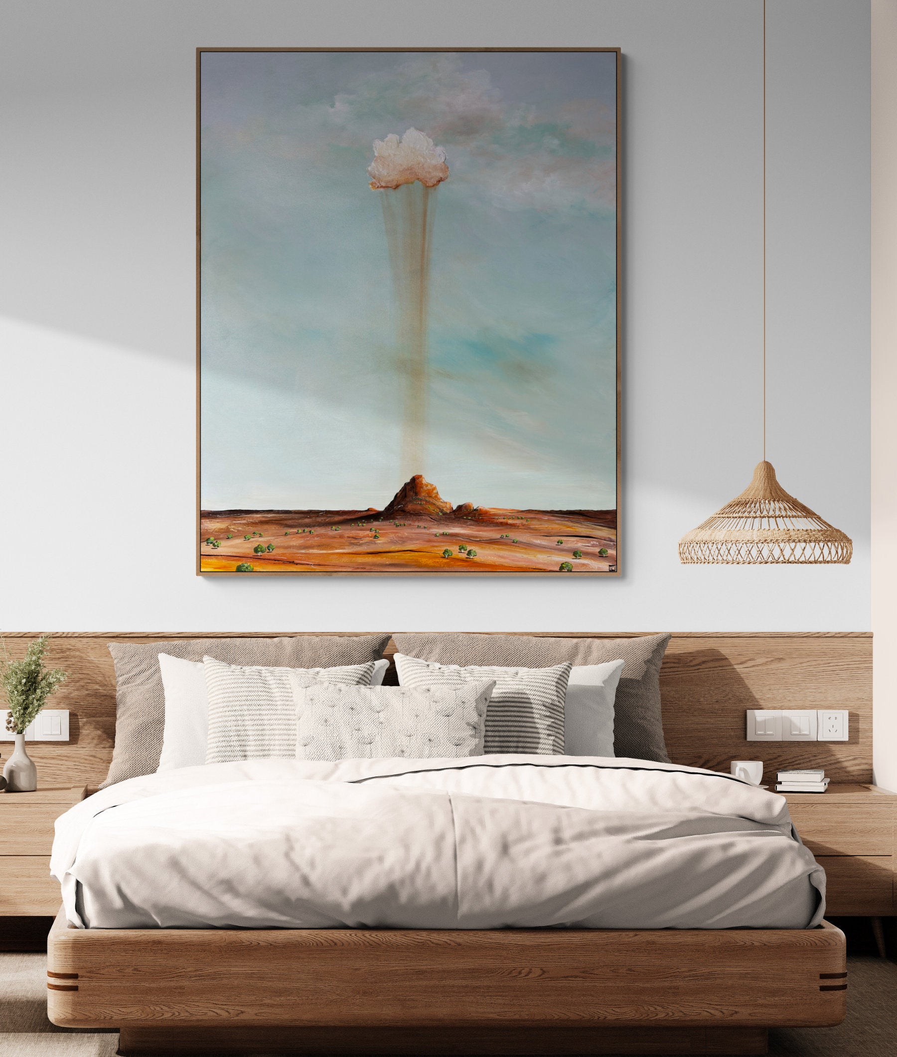 Earth's Whisper by Australian artist Tania Chanter, 120x150cm, acrylic on canvas, peaceful abstract  cloud - landscape. 