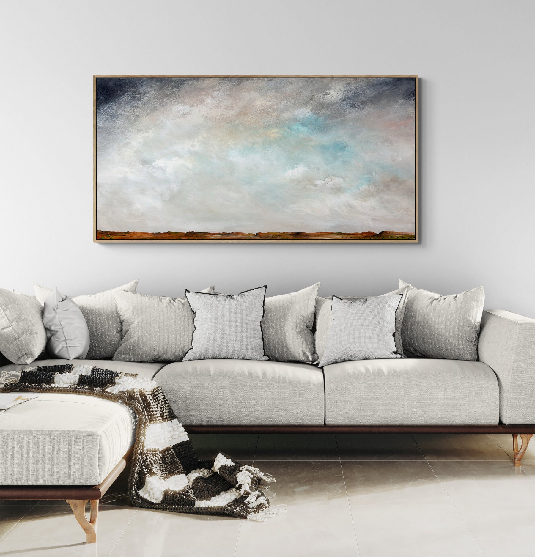 Hope above the horizon by Australian artist Tania Chanter, 180x90cm, original, acrylic on canvas, textured abstract landscape painting.