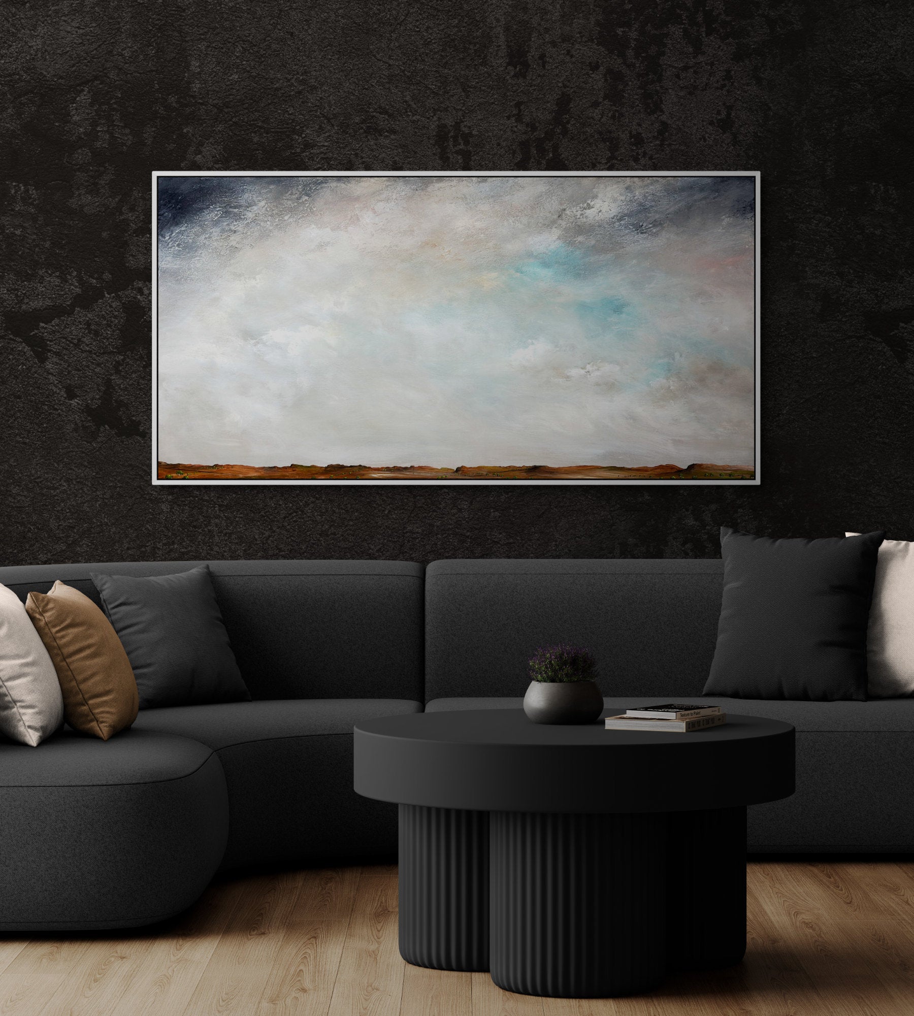 Hope above the horizon by Australian artist Tania Chanter, 180x90cm, original, acrylic on canvas, textured abstract landscape painting.