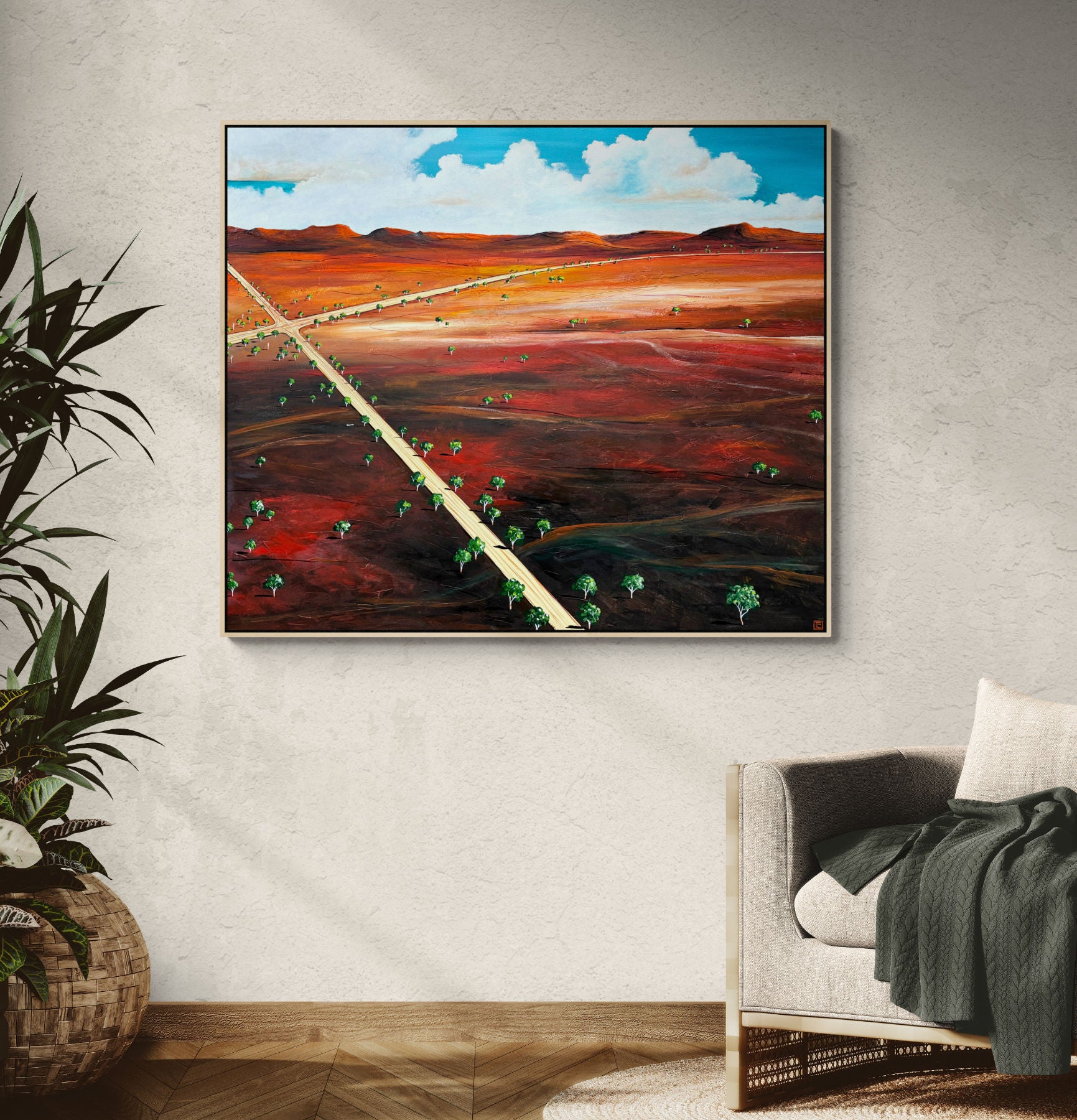 Original abstract landscape Horizons Of Decision, 120cmx100cm, acrylic on canvas.