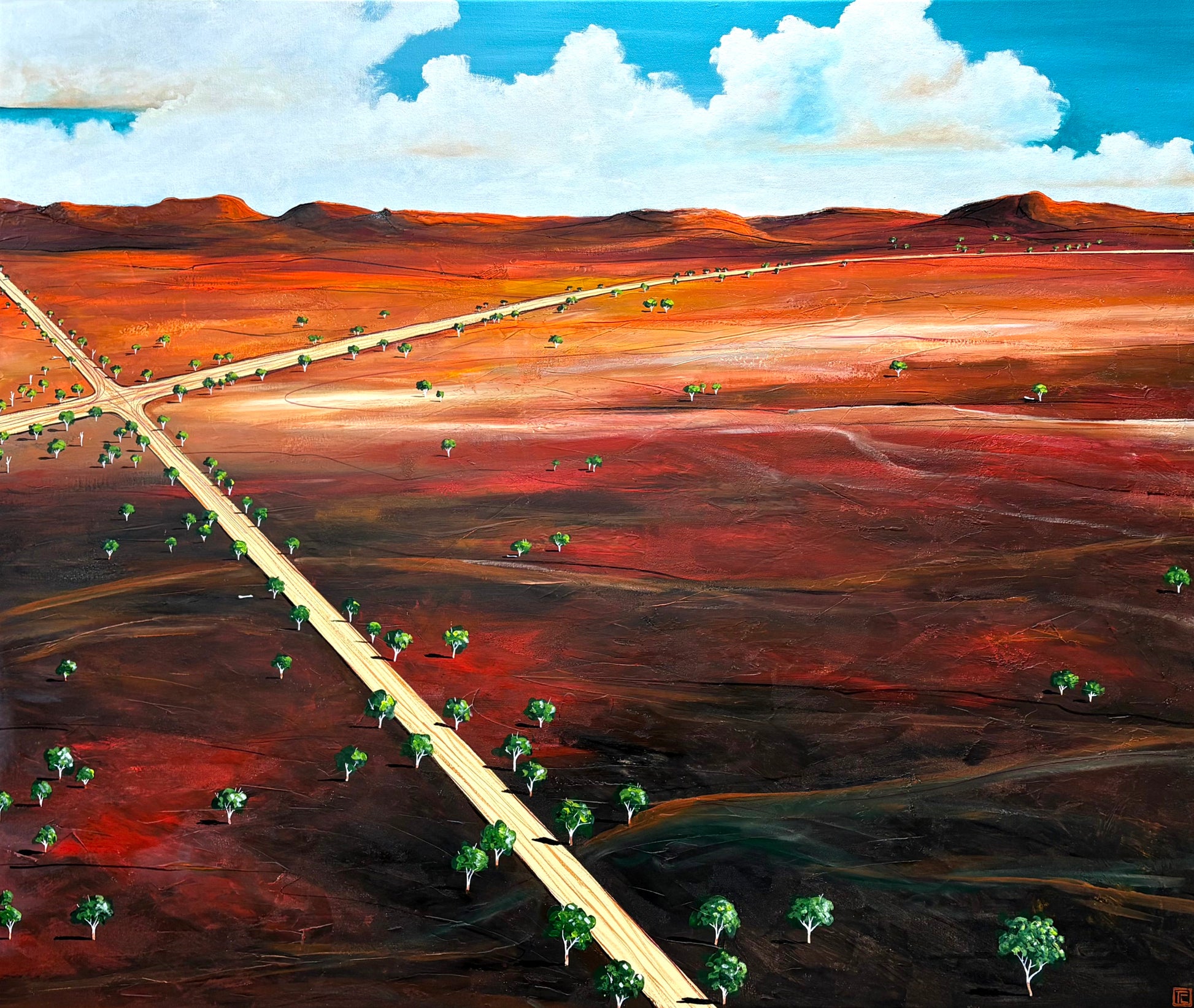 Original abstract landscape Horizons Of Decision, 120cmx100cm, acrylic on canvas.