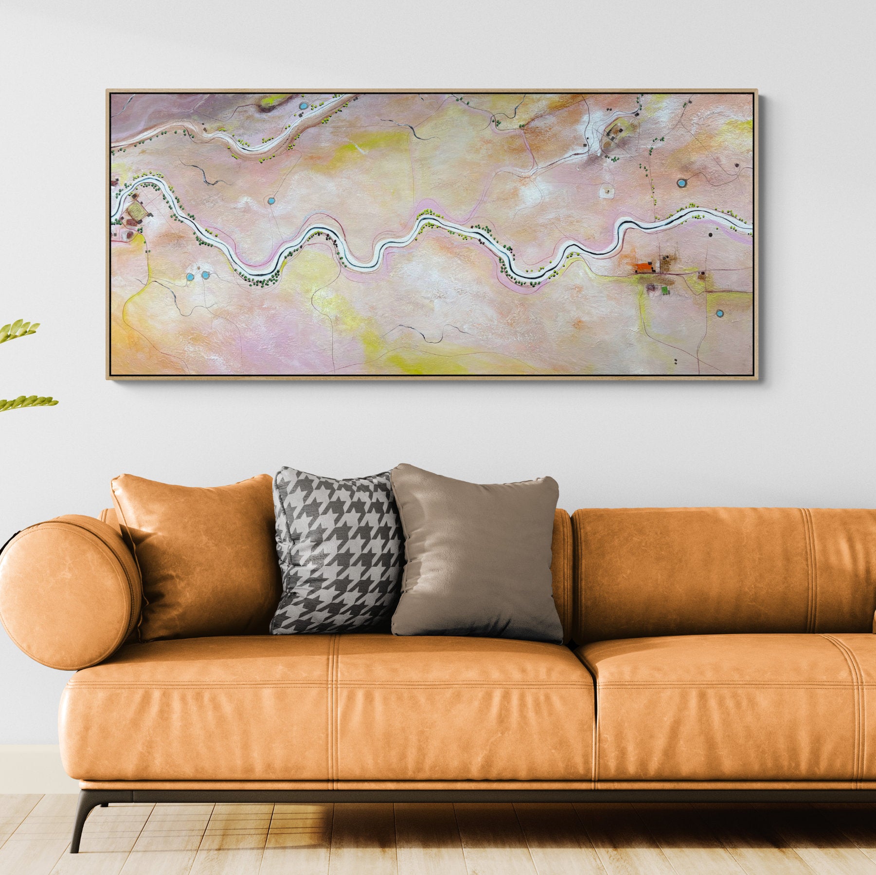 Memories Lightly Kept by Australian artist Tania Chanter, 160x70cm, acrylic on canvas, original abstract aerial landscape. 