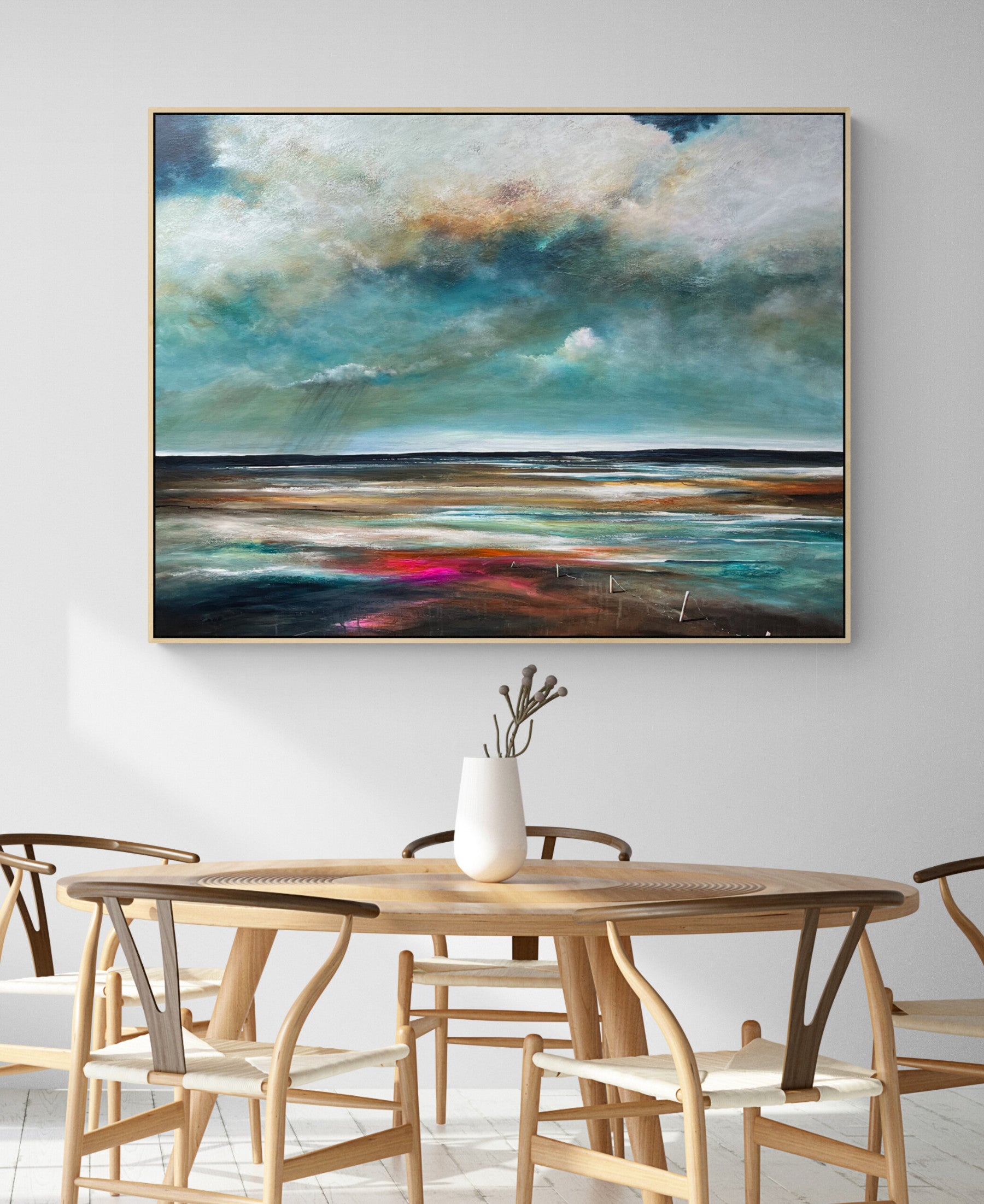 Mist and Memory by Tania Chanter, a moody abstract landscape, 120x90cm, acrylic on canvas.