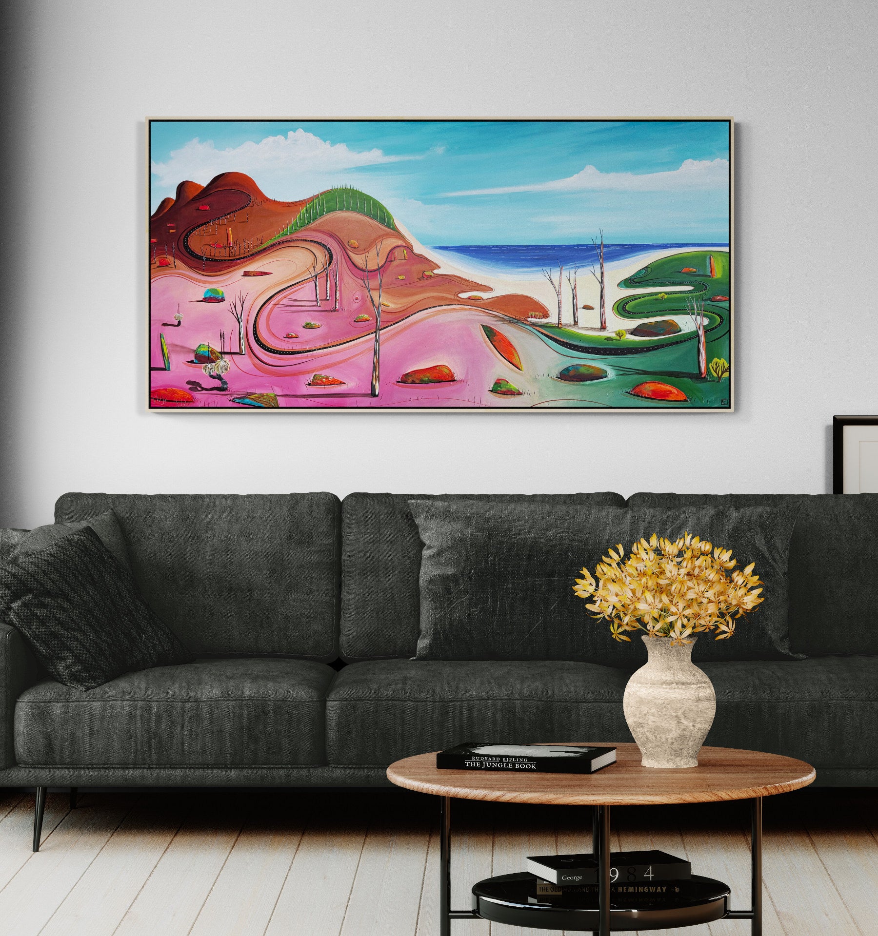 Paths Of The Coastline by Tania Chanter, original, acrylic on canvas, 160x80cm.