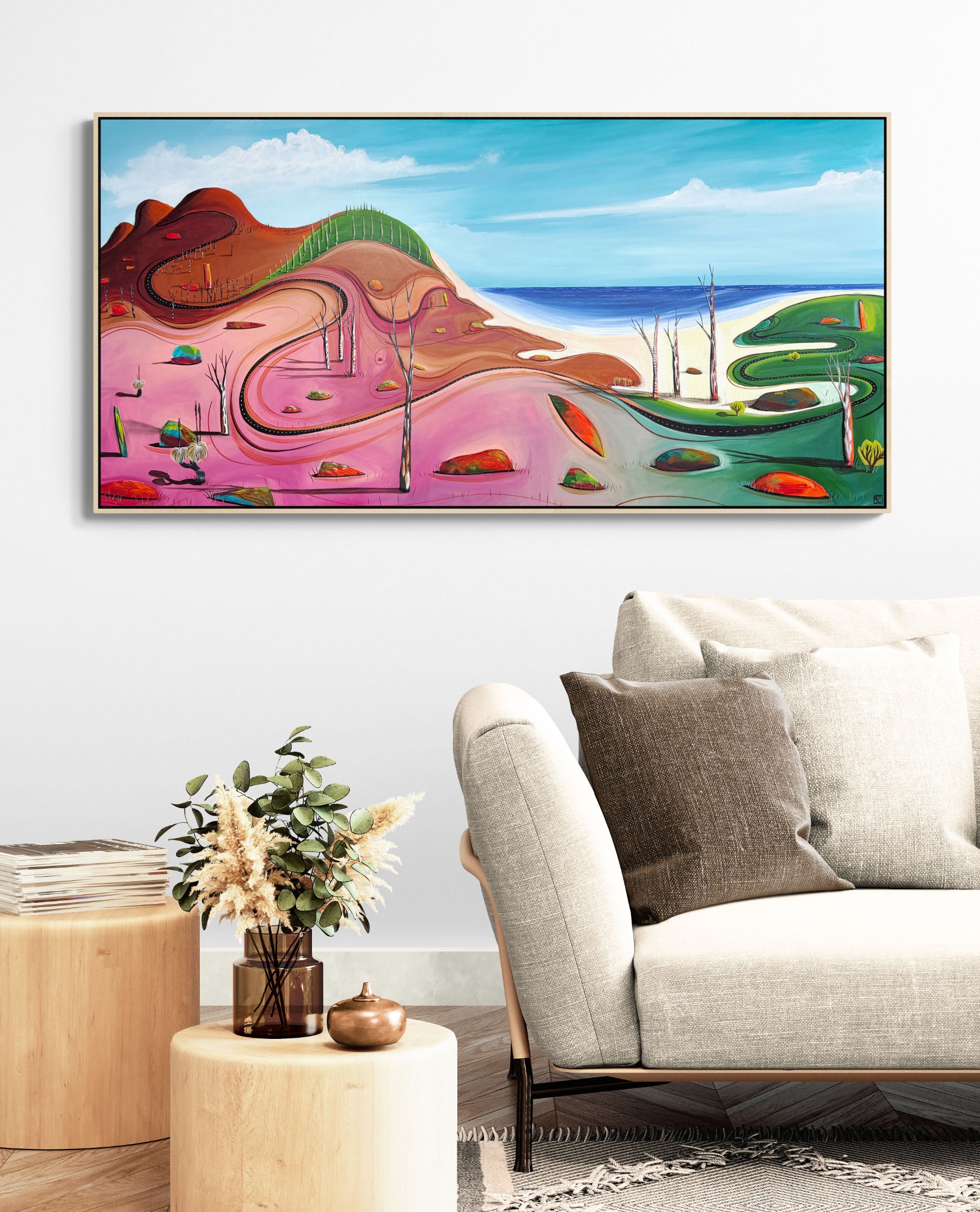 Paths Of The Coastline by Tania Chanter, original, acrylic on canvas, 160x80cm.