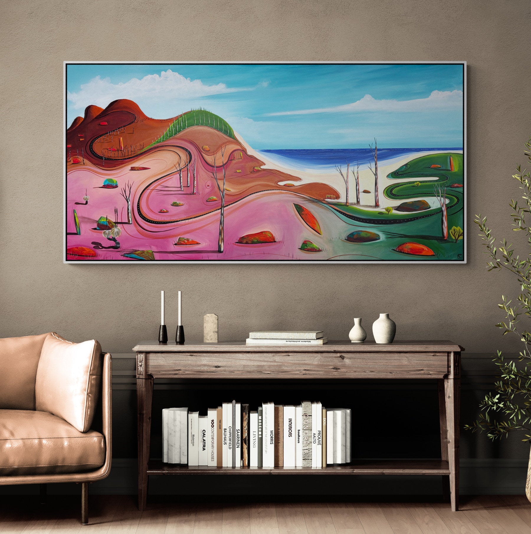 Paths Of The Coastline by Tania Chanter, original, acrylic on canvas, 160x80cm.
