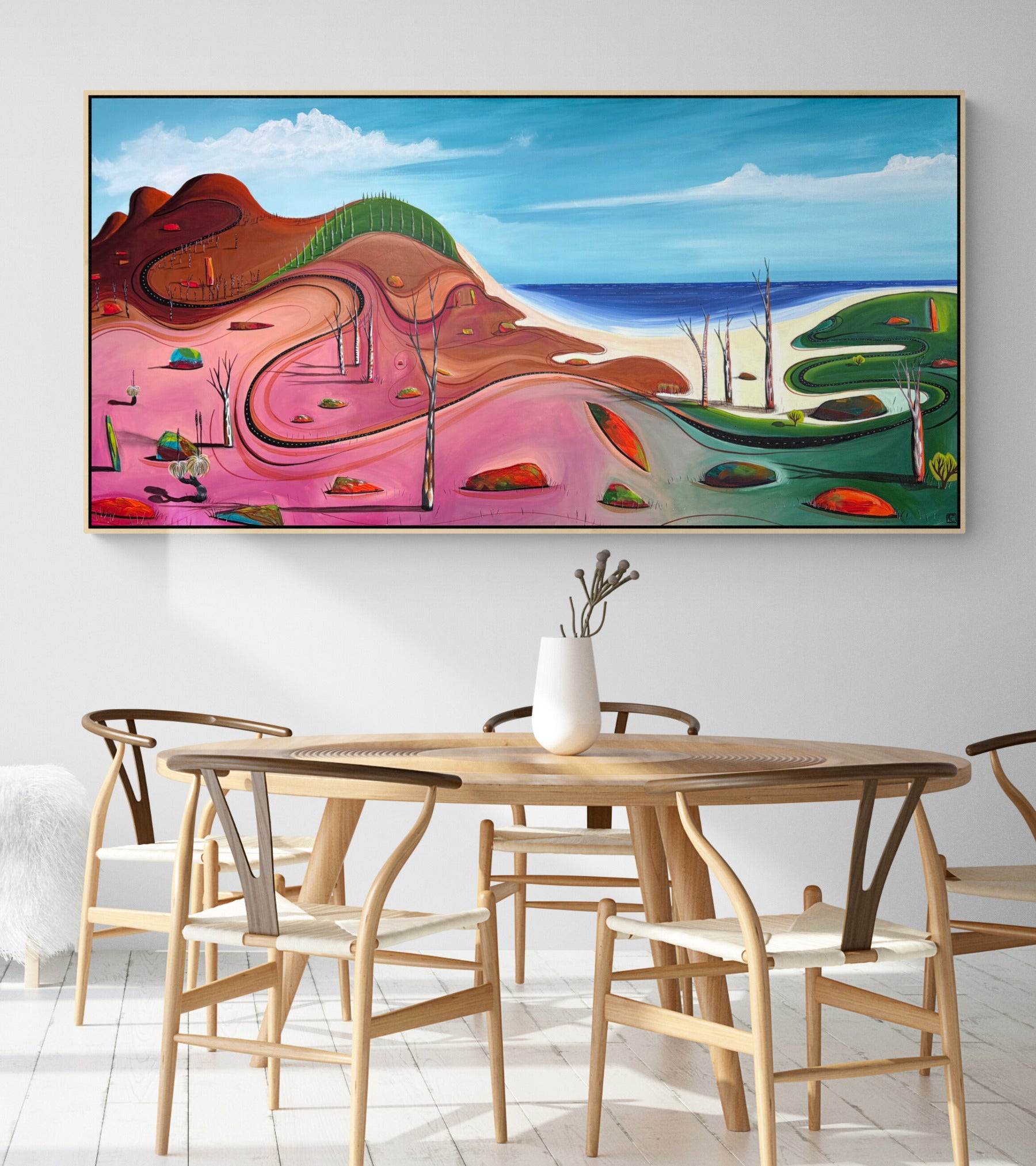 Paths Of The Coastline by Tania Chanter, original, acrylic on canvas, 160x80cm.